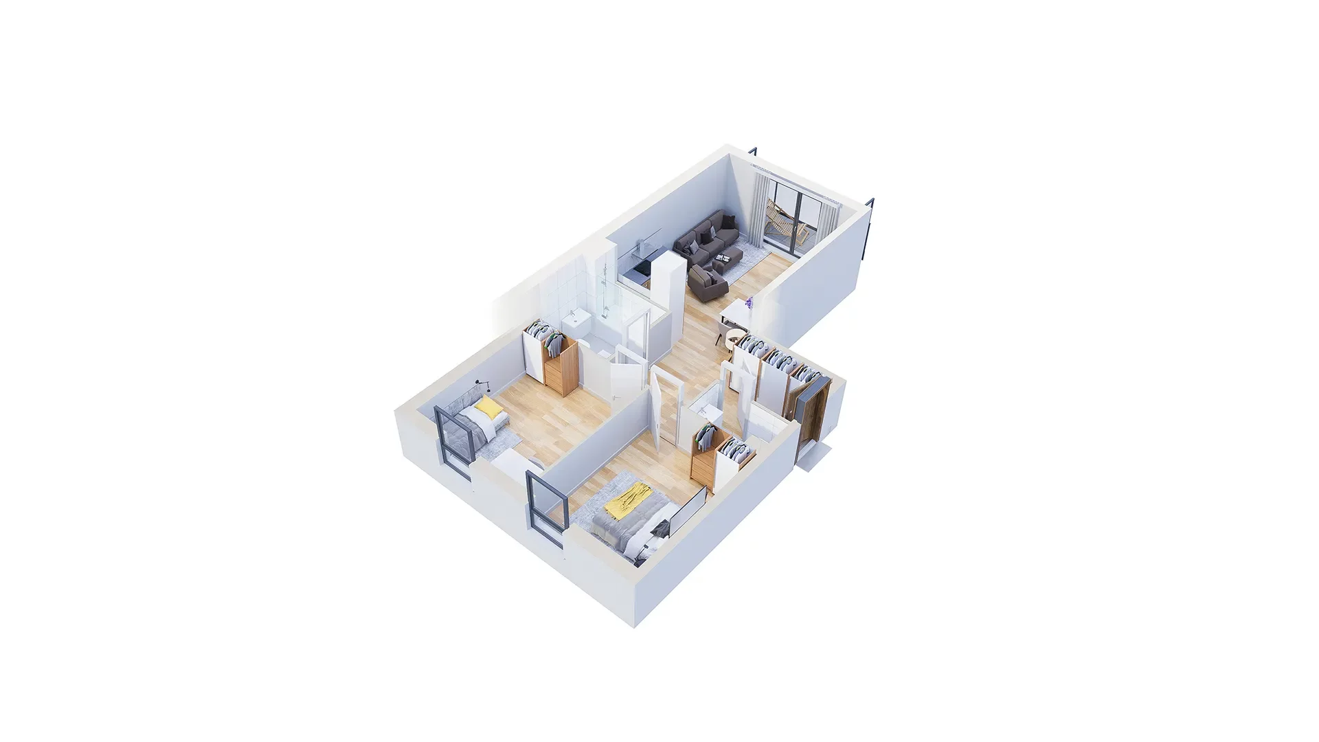 3 pokoje, mieszkanie 64,32 m², piętro 3, oferta nr 2.B4, Niebieski Bursztyn II, Reda, ul. Bosmańska