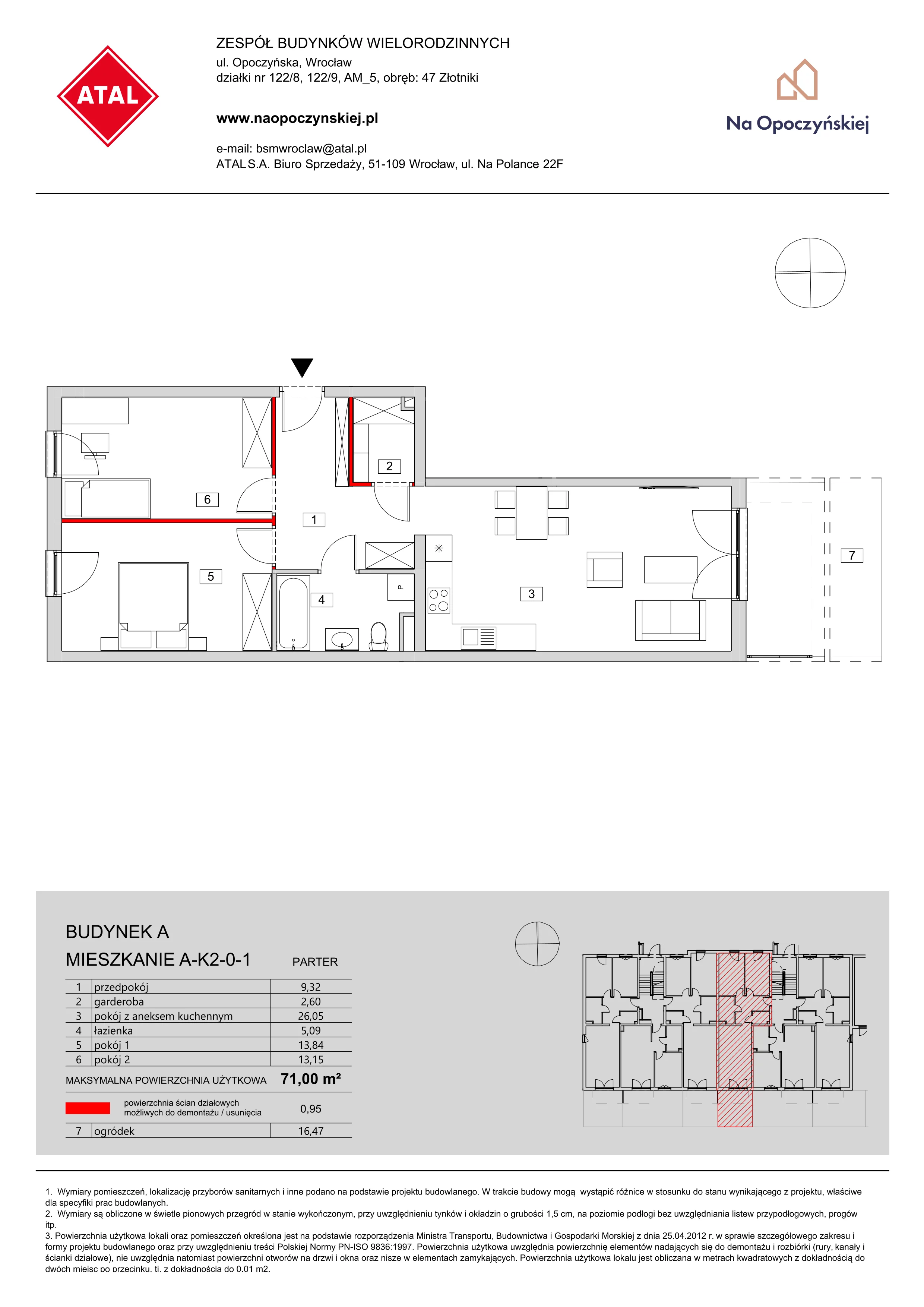 Mieszkanie 71,00 m², parter, oferta nr A-K2-0-1, Na Opoczyńskiej, Wrocław, Fabryczna, ul. Opoczyńska