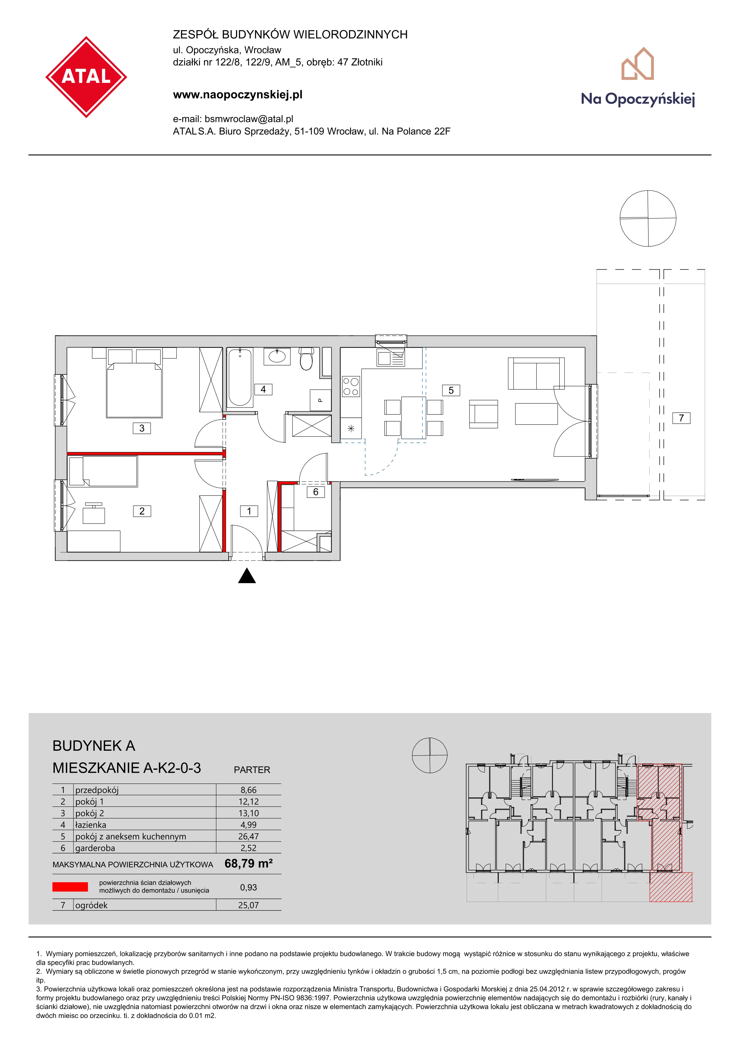 Mieszkanie 68,79 m², parter, oferta nr A-K2-0-3, Na Opoczyńskiej, Wrocław, Fabryczna, ul. Opoczyńska