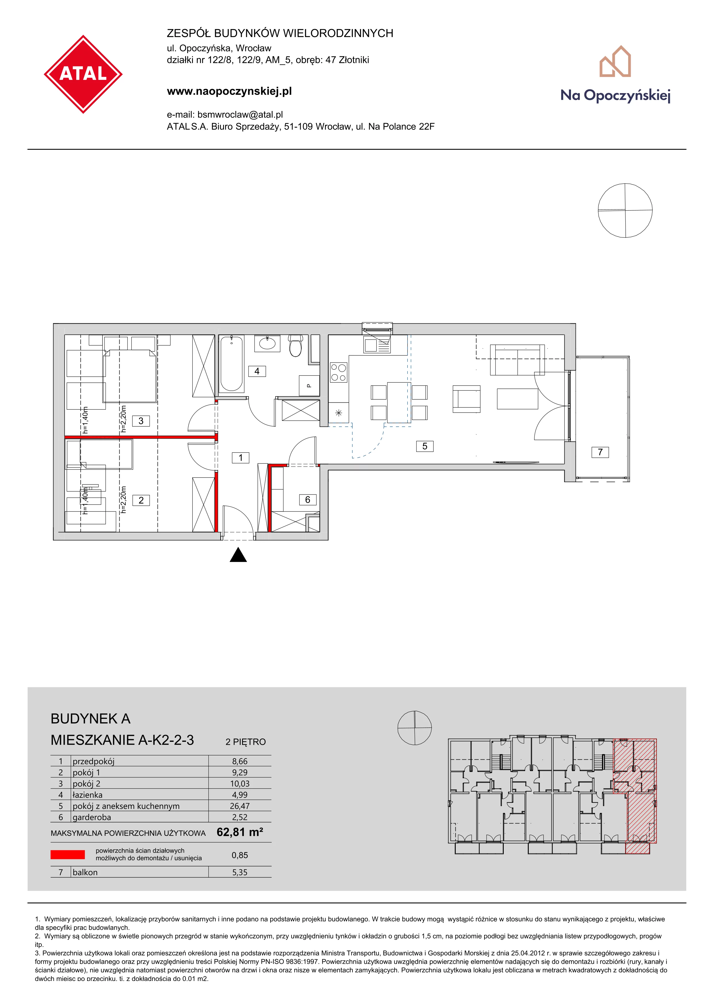 Mieszkanie 62,81 m², piętro 2, oferta nr A-K2-2-3, Na Opoczyńskiej, Wrocław, Fabryczna, ul. Opoczyńska