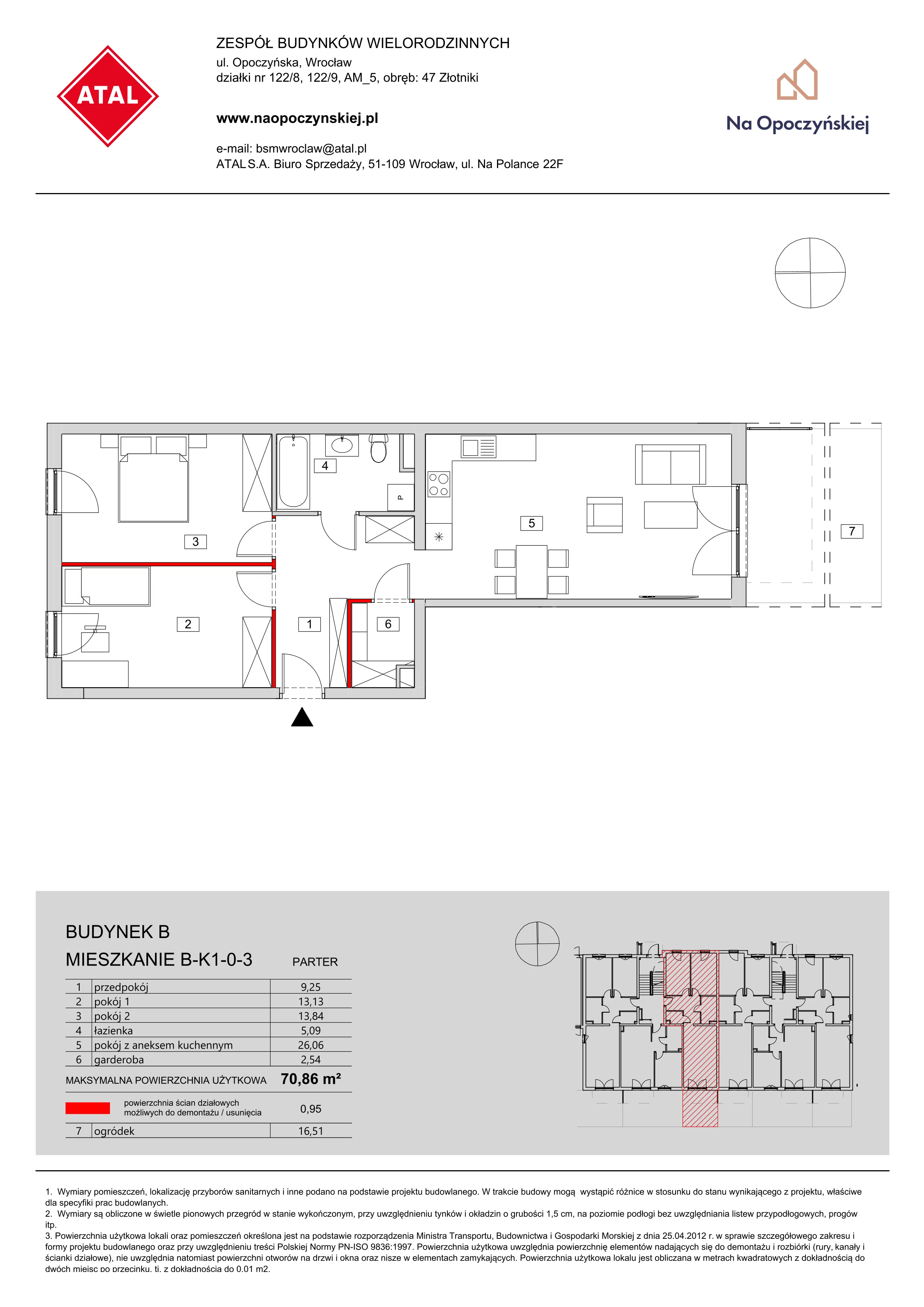 Mieszkanie 70,86 m², parter, oferta nr B-K1-0-3, Na Opoczyńskiej, Wrocław, Fabryczna, ul. Opoczyńska