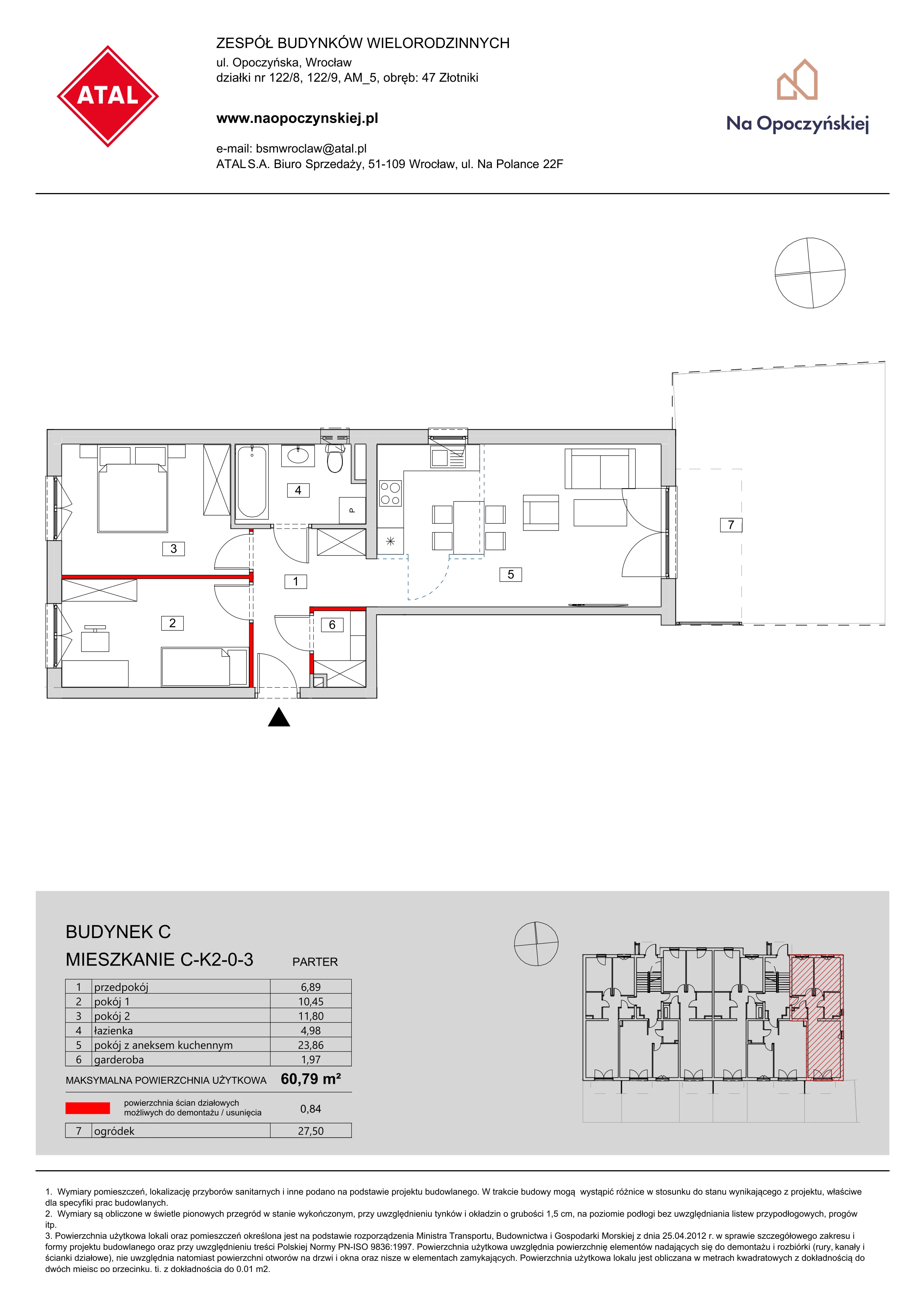 Mieszkanie 60,79 m², parter, oferta nr C-K2-0-3, Na Opoczyńskiej, Wrocław, Fabryczna, ul. Opoczyńska