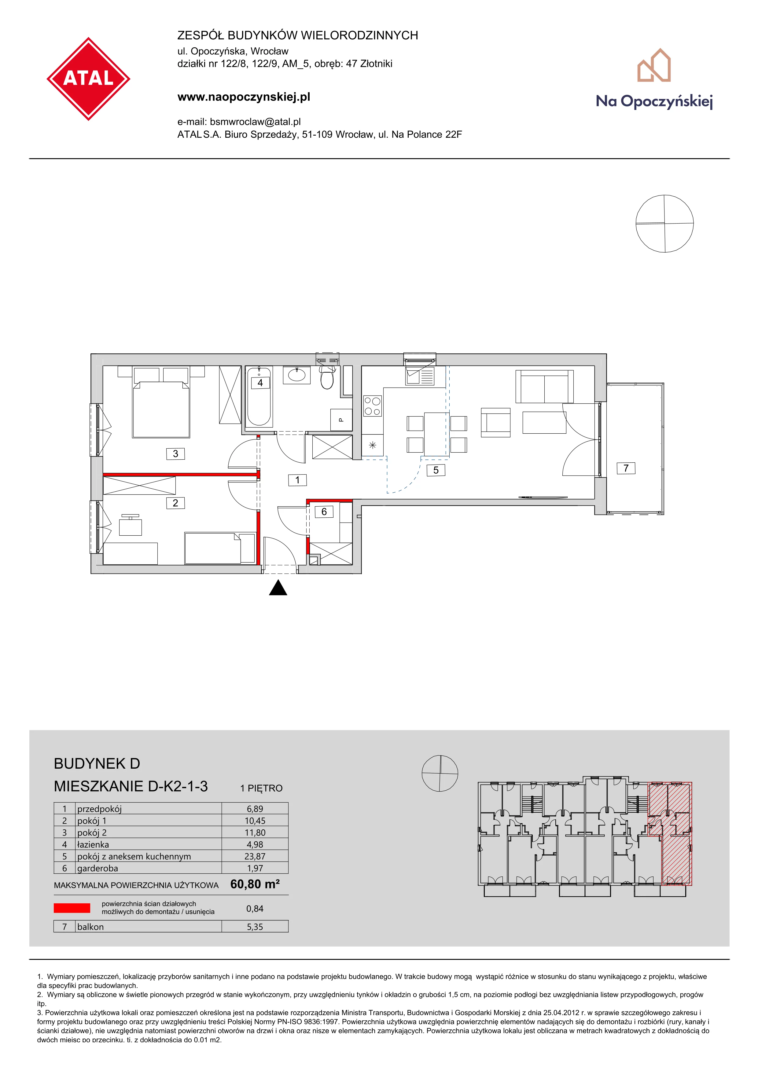 Mieszkanie 60,80 m², piętro 1, oferta nr D-K2-1-3, Na Opoczyńskiej, Wrocław, Fabryczna, ul. Opoczyńska