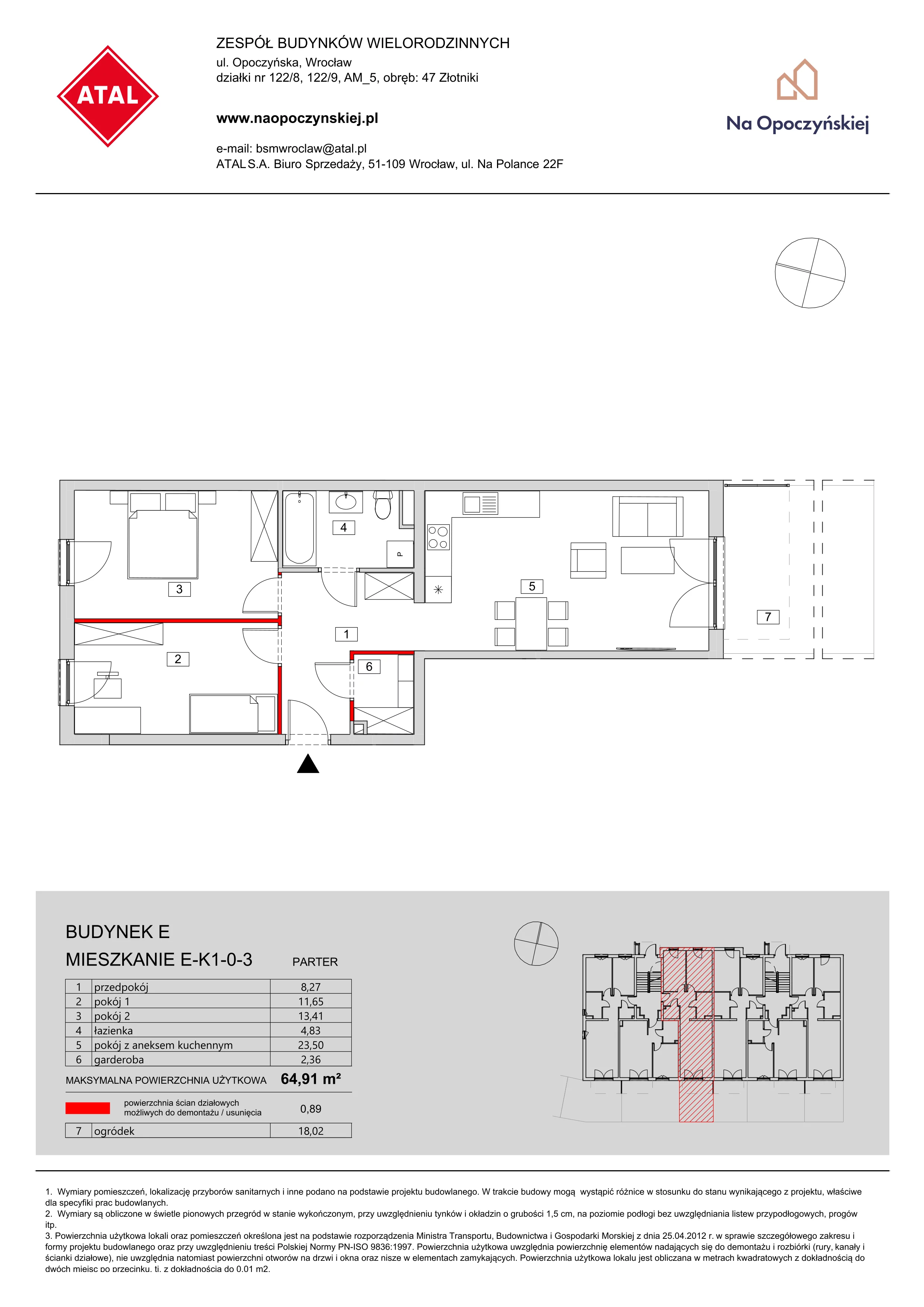 Mieszkanie 64,91 m², parter, oferta nr E-K1-0-3, Na Opoczyńskiej, Wrocław, Fabryczna, ul. Opoczyńska