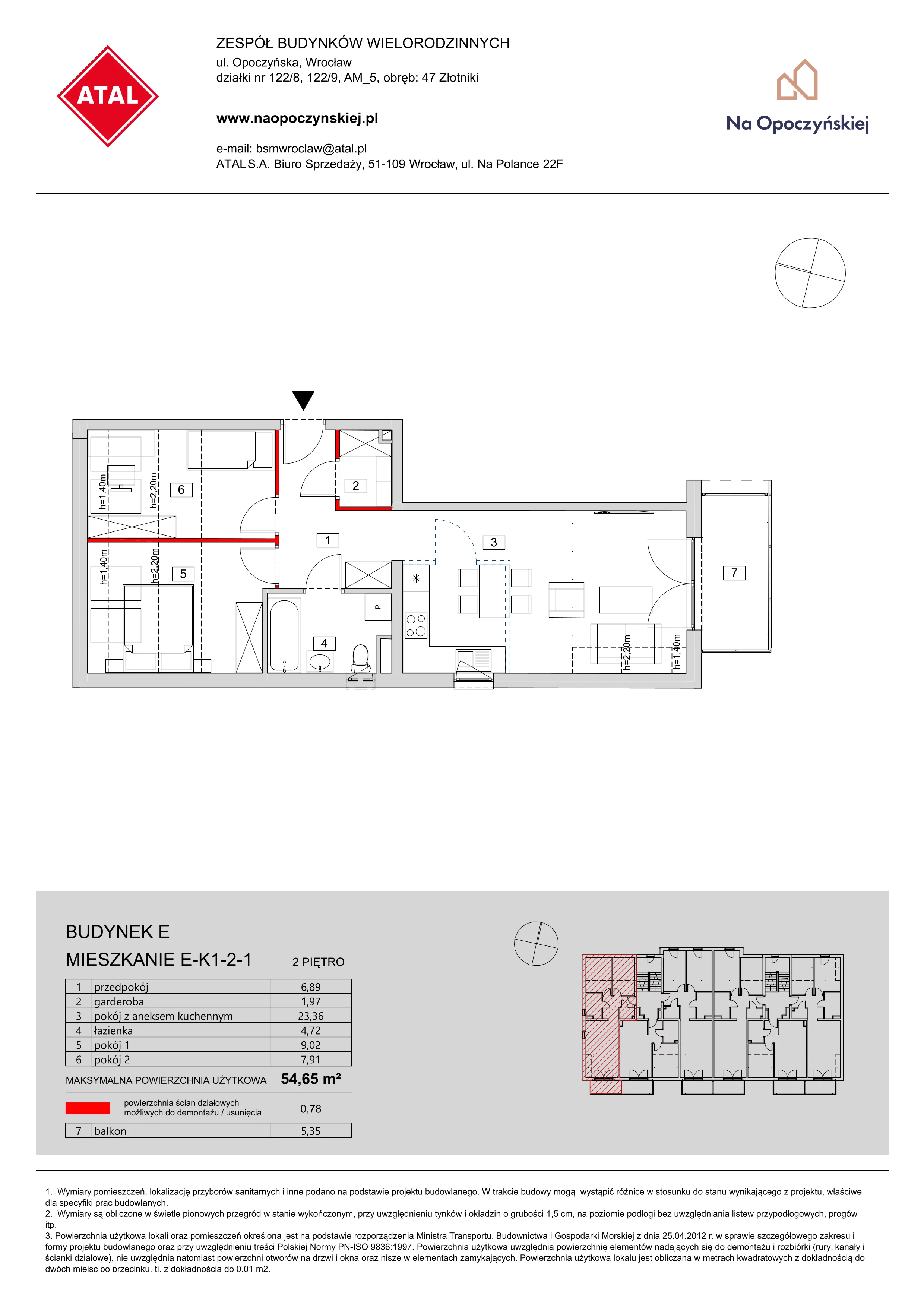 Mieszkanie 54,65 m², piętro 2, oferta nr E-K1-2-1, Na Opoczyńskiej, Wrocław, Fabryczna, ul. Opoczyńska