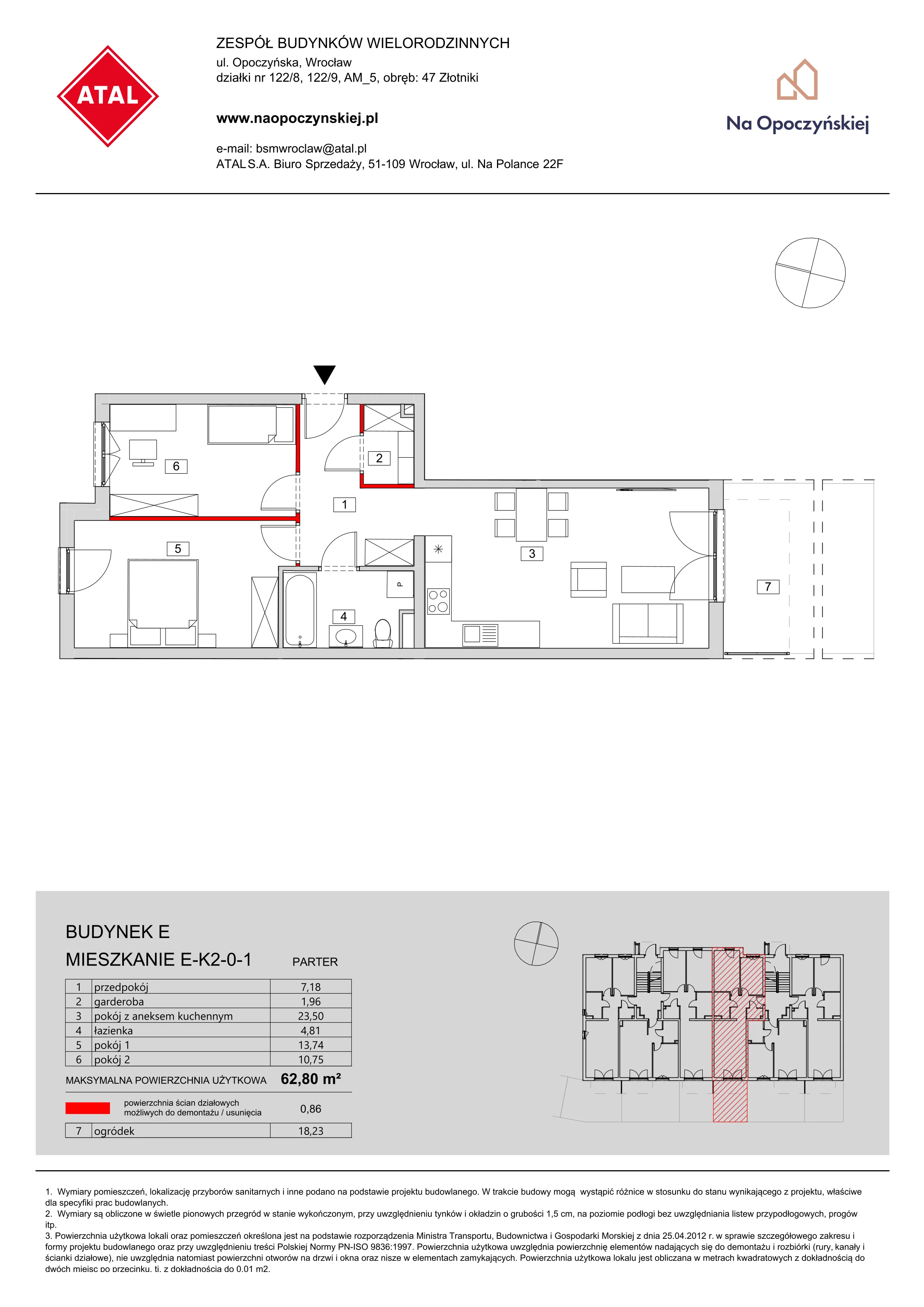 Mieszkanie 62,80 m², parter, oferta nr E-K2-0-1, Na Opoczyńskiej, Wrocław, Fabryczna, ul. Opoczyńska