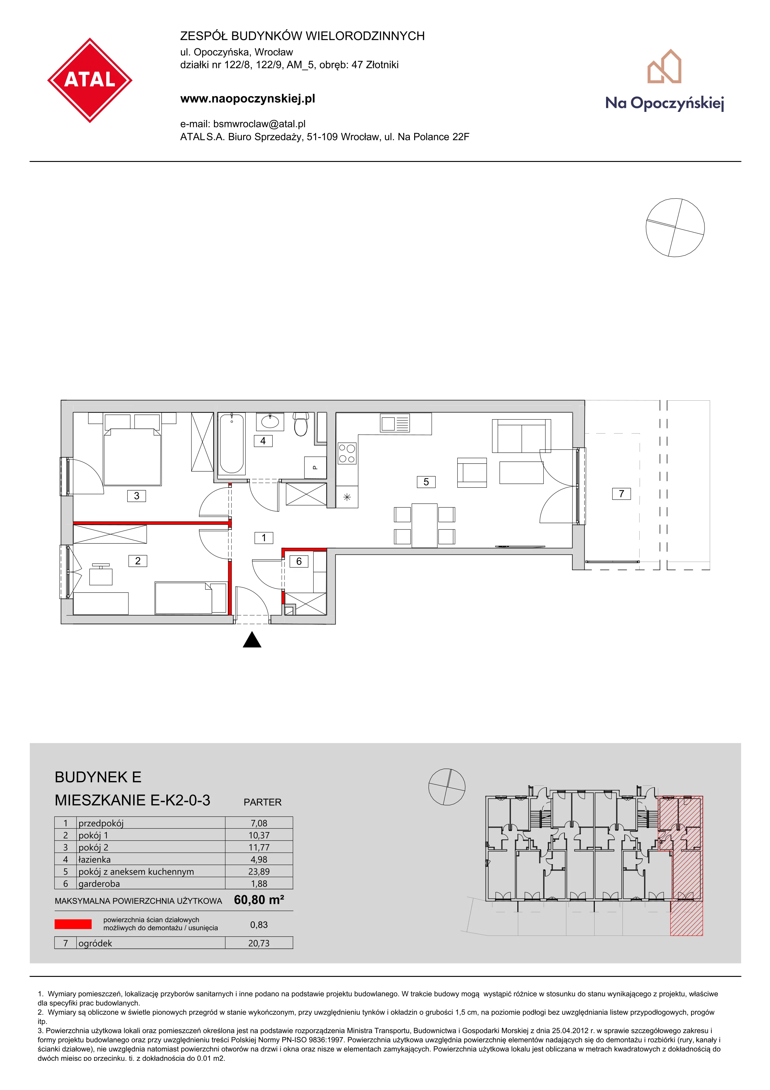 Mieszkanie 60,80 m², parter, oferta nr E-K2-0-3, Na Opoczyńskiej, Wrocław, Fabryczna, ul. Opoczyńska