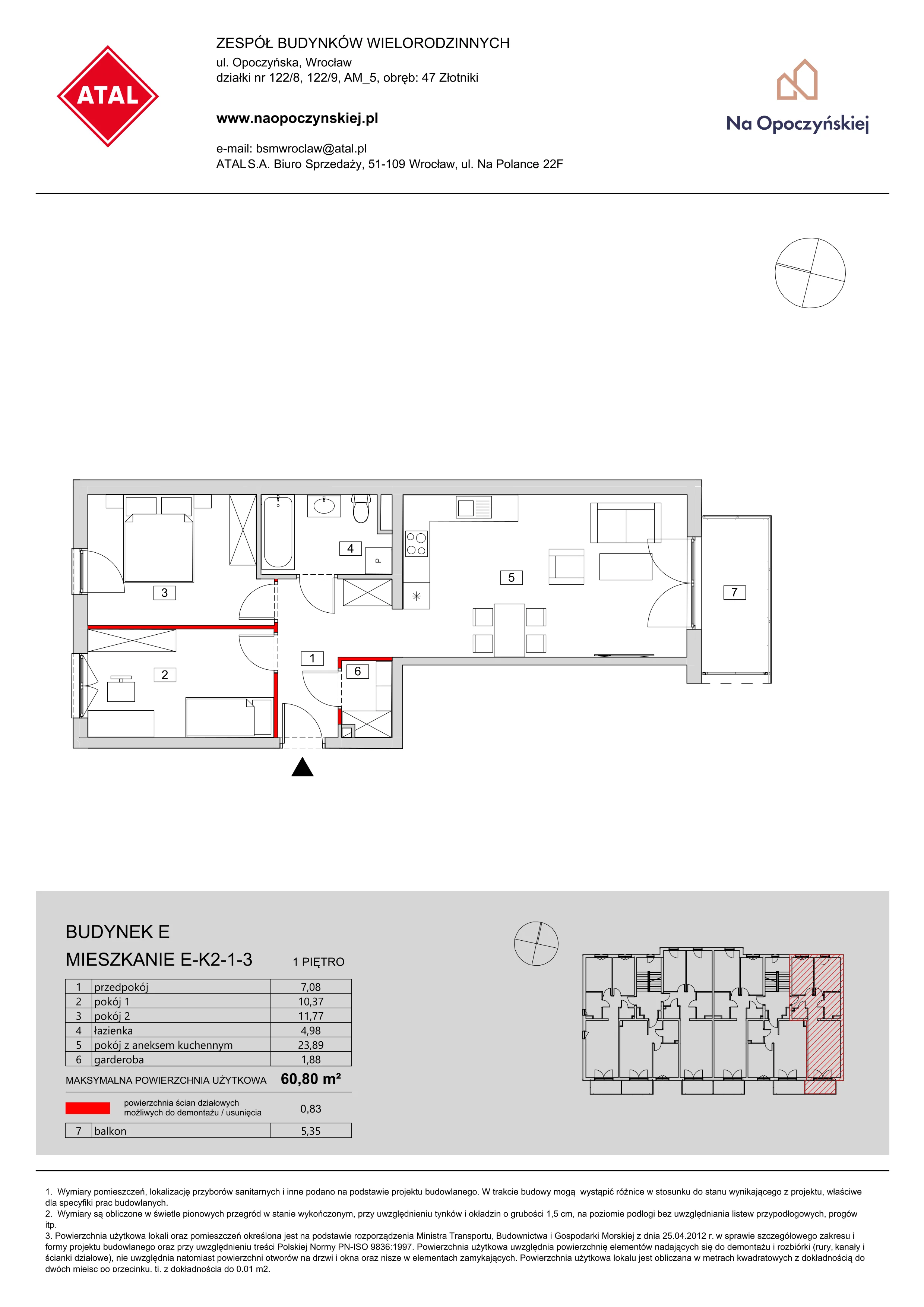 Mieszkanie 60,80 m², piętro 1, oferta nr E-K2-1-3, Na Opoczyńskiej, Wrocław, Fabryczna, ul. Opoczyńska