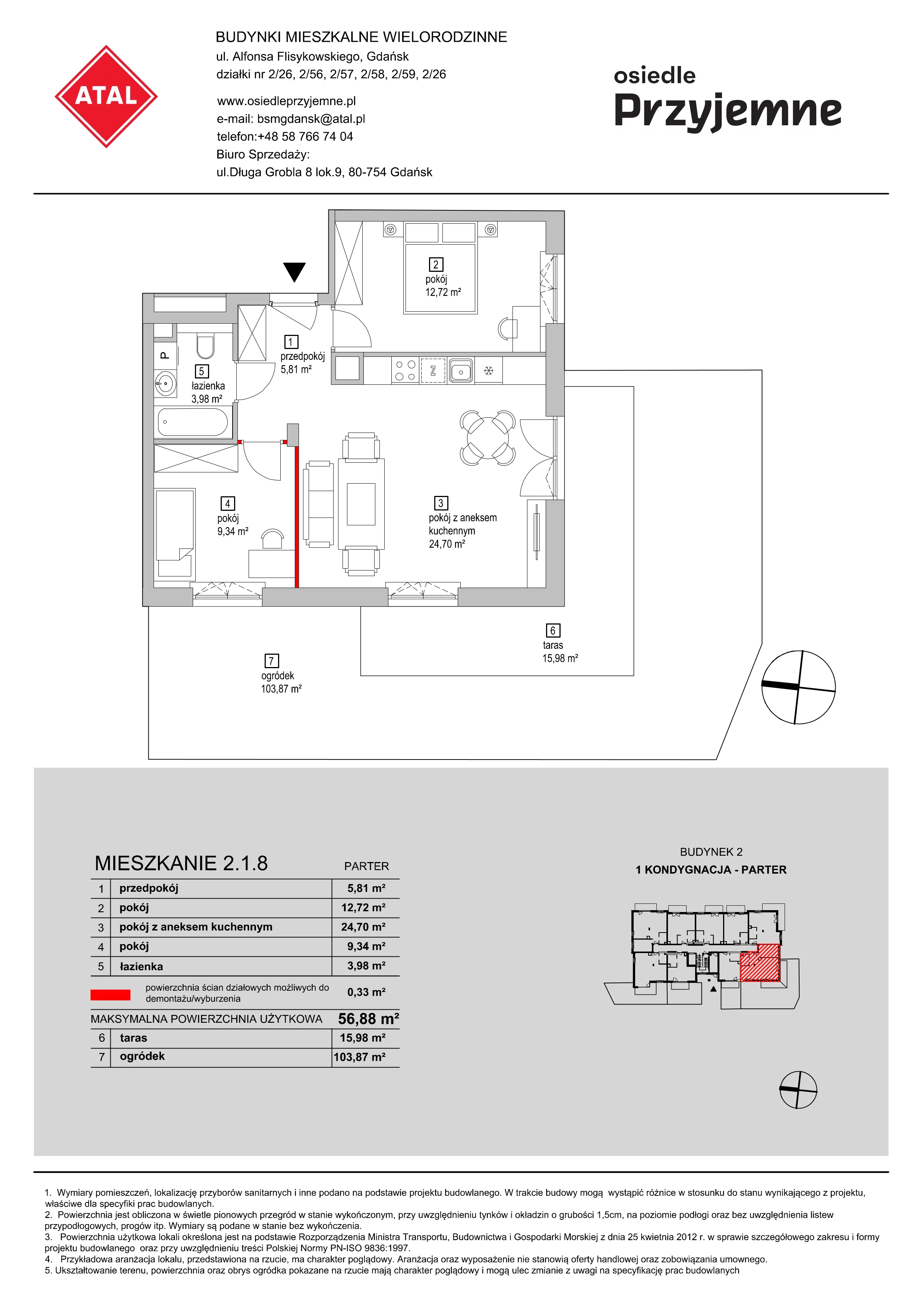 Mieszkanie 56,87 m², parter, oferta nr 2.1.8, Osiedle Przyjemne - etap I, Gdańsk, Jasień, ul. Flisykowskiego-idx