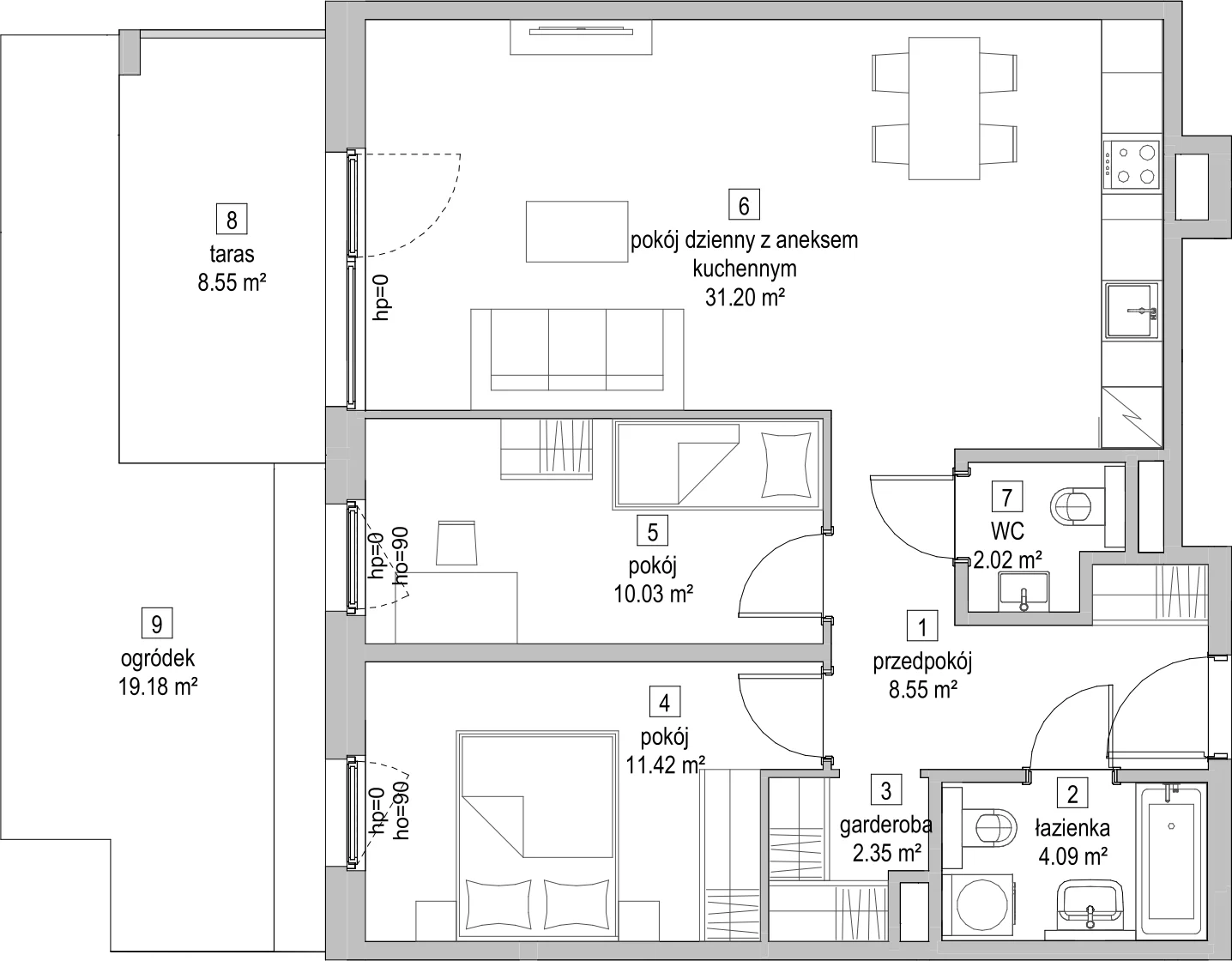 Mieszkanie 69,49 m², parter, oferta nr C1.0.5, ATAL Symbioza, Gdynia, Cisowa, ul. Kcyńska