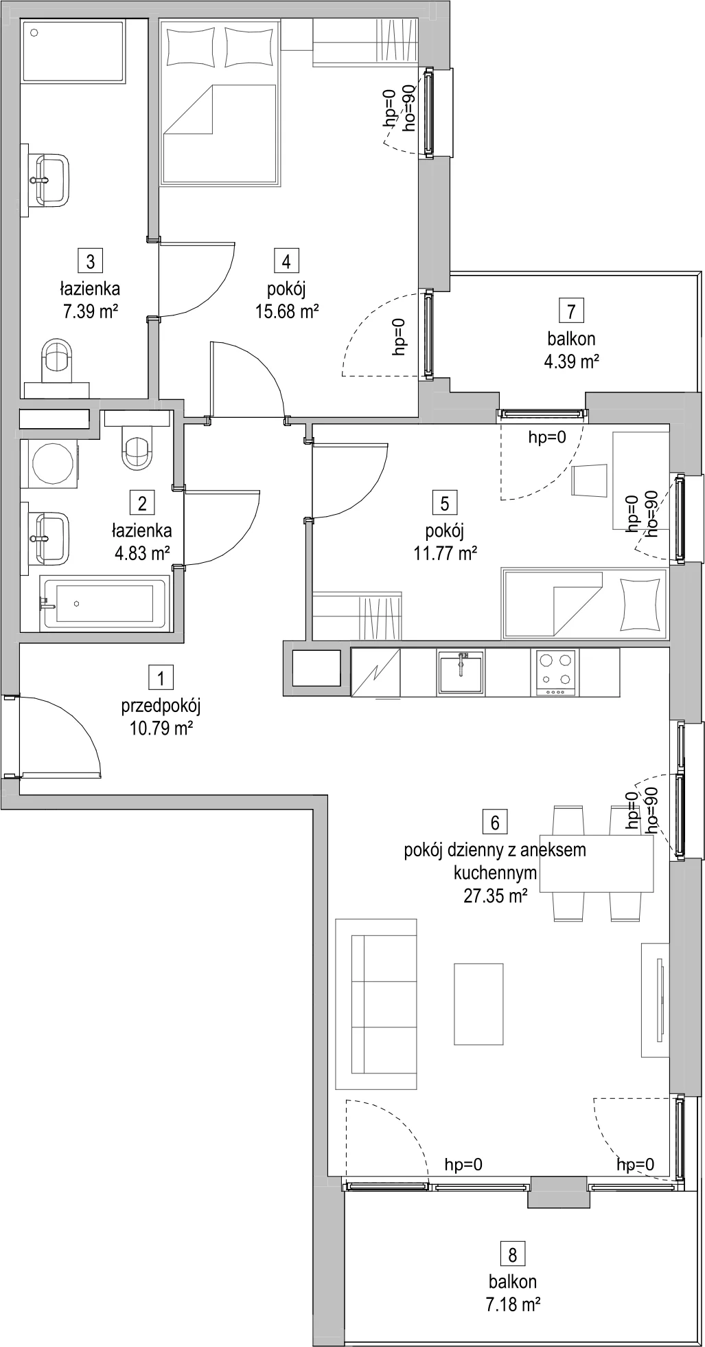 Mieszkanie 77,72 m², piętro 1, oferta nr C1.1.1, ATAL Symbioza, Gdynia, Cisowa, ul. Kcyńska