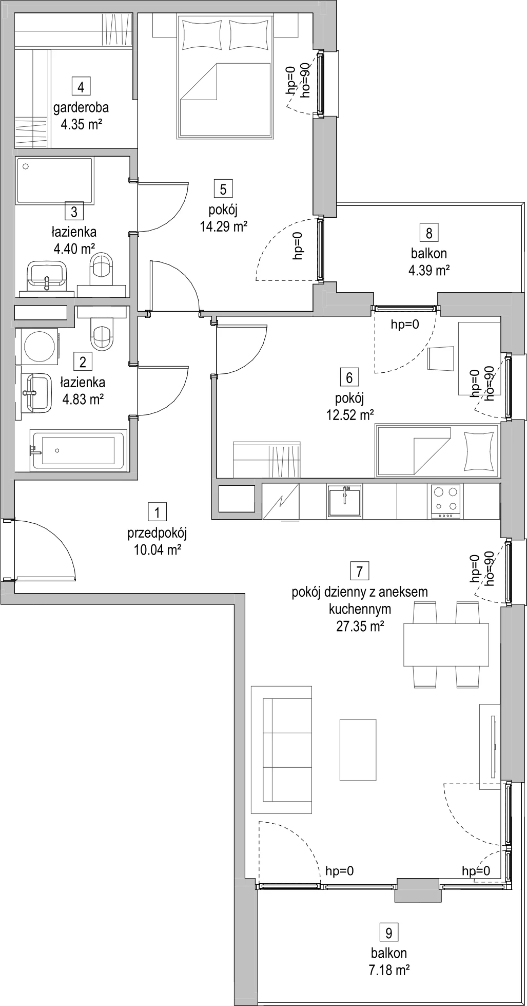 Mieszkanie 69,96 m², piętro 2, oferta nr C1.2.1, ATAL Symbioza, Gdynia, Cisowa, ul. Kcyńska