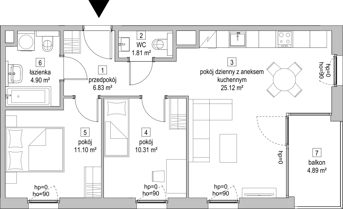 Mieszkanie 60,10 m², piętro 1, oferta nr D.1.2, ATAL Symbioza, Gdynia, Cisowa, ul. Kcyńska