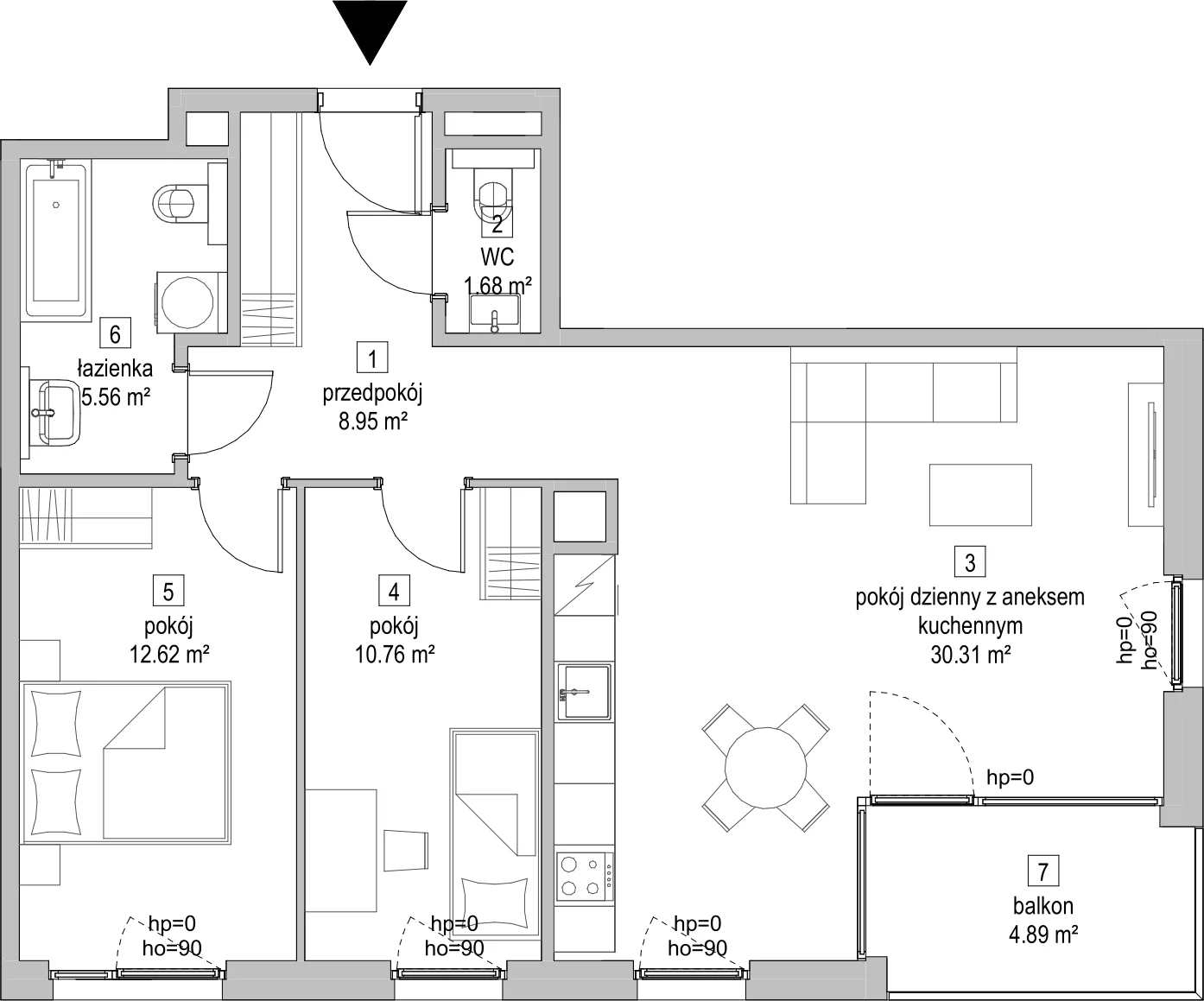 Mieszkanie 69,96 m², piętro 2, oferta nr D.2.3, ATAL Symbioza, Gdynia, Cisowa, ul. Kcyńska