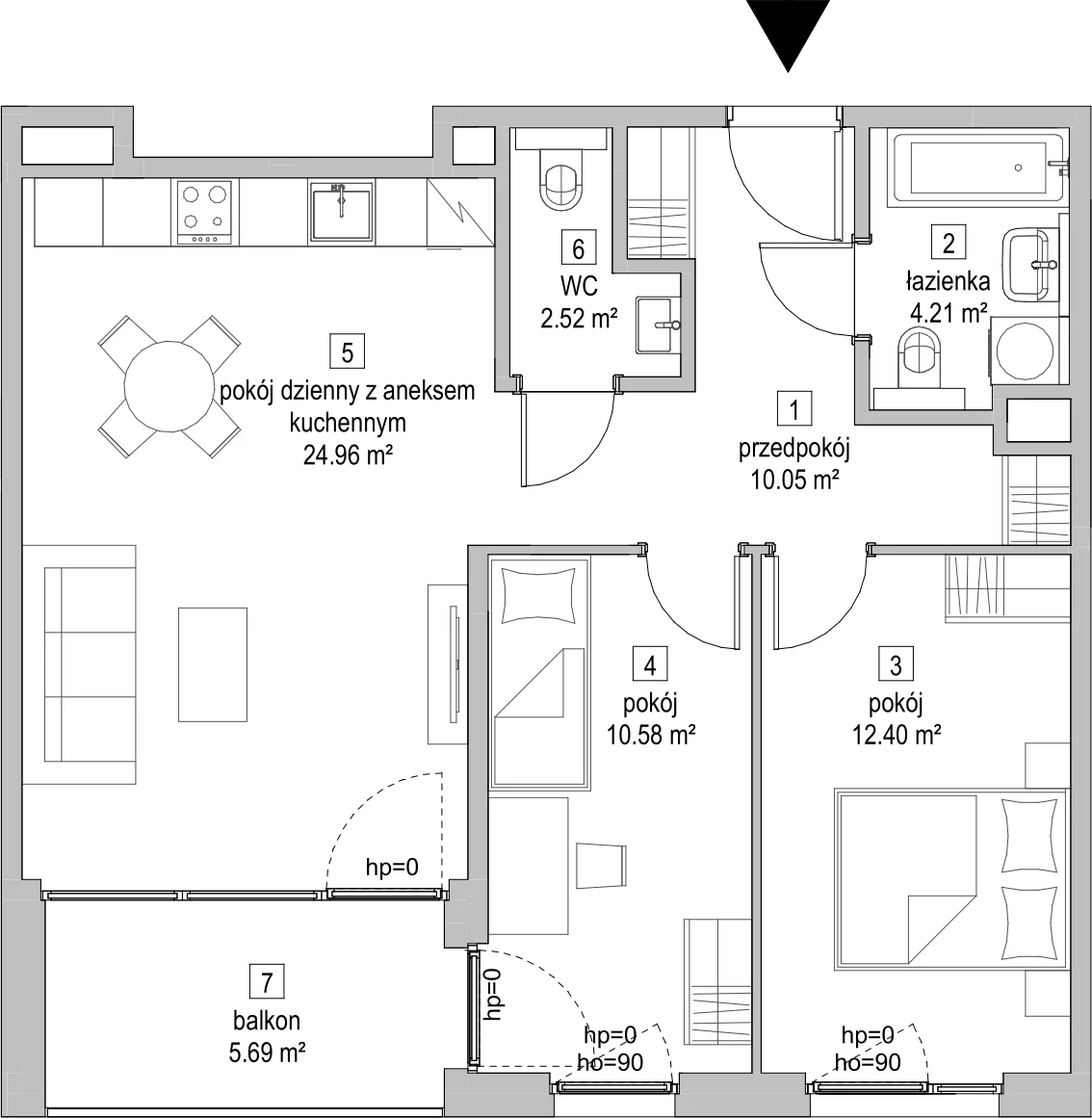 Mieszkanie 64,66 m², piętro 5, oferta nr D.5.5, ATAL Symbioza, Gdynia, Cisowa, ul. Kcyńska