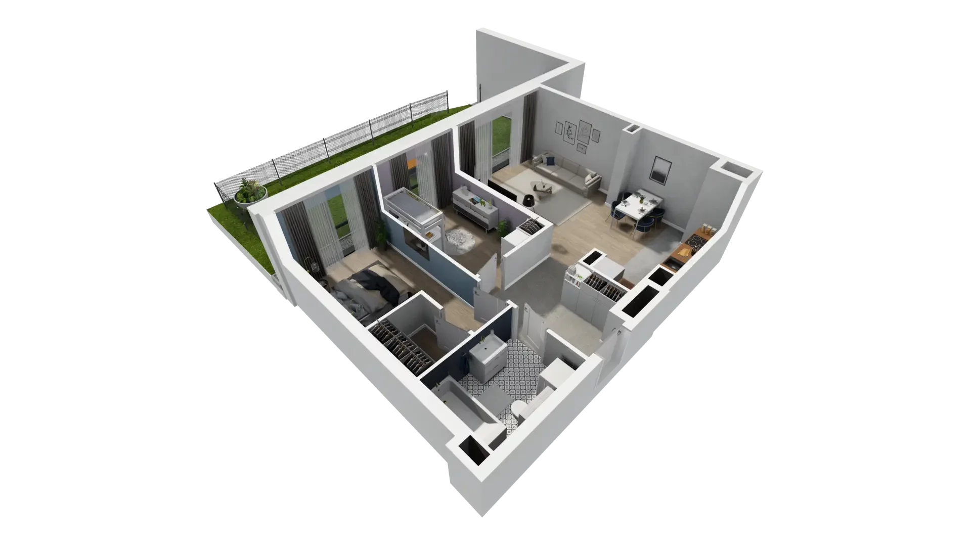 3 pokoje, mieszkanie 63,06 m², parter, oferta nr B1.0.1, ATAL Symbioza, Gdynia, Cisowa, ul. Kcyńska