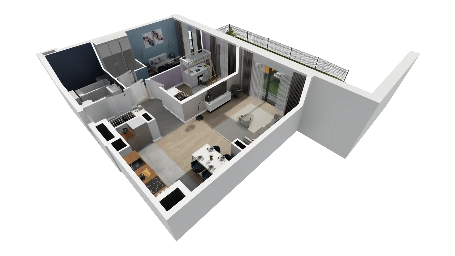 3 pokoje, mieszkanie 63,06 m², parter, oferta nr B1.0.1, ATAL Symbioza, Gdynia, Cisowa, ul. Kcyńska