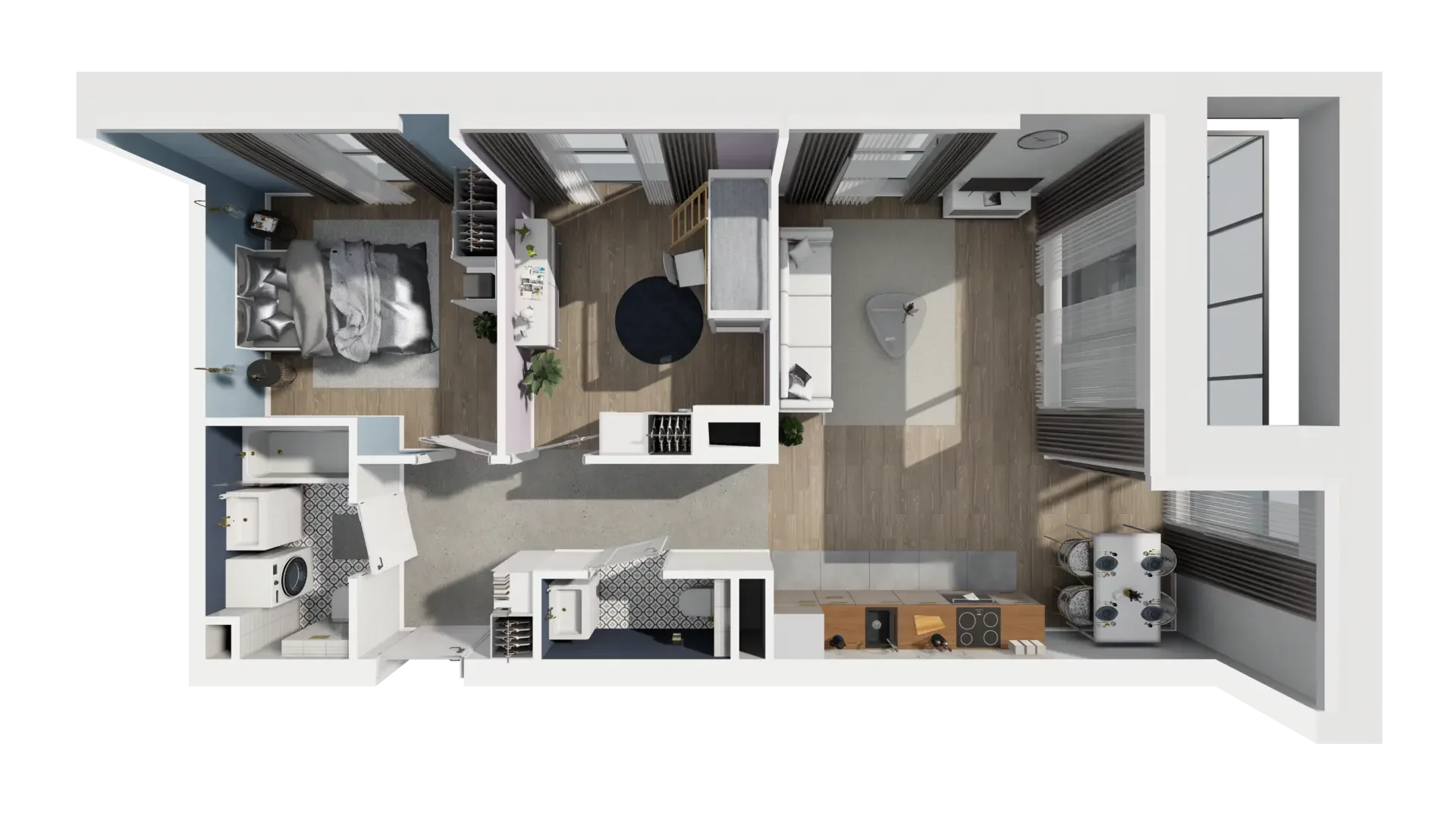 3 pokoje, mieszkanie 60,93 m², piętro 1, oferta nr B1.1.4, ATAL Symbioza, Gdynia, Cisowa, ul. Kcyńska