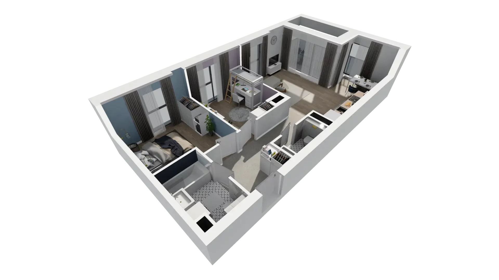 3 pokoje, mieszkanie 60,93 m², piętro 1, oferta nr B1.1.4, ATAL Symbioza, Gdynia, Cisowa, ul. Kcyńska