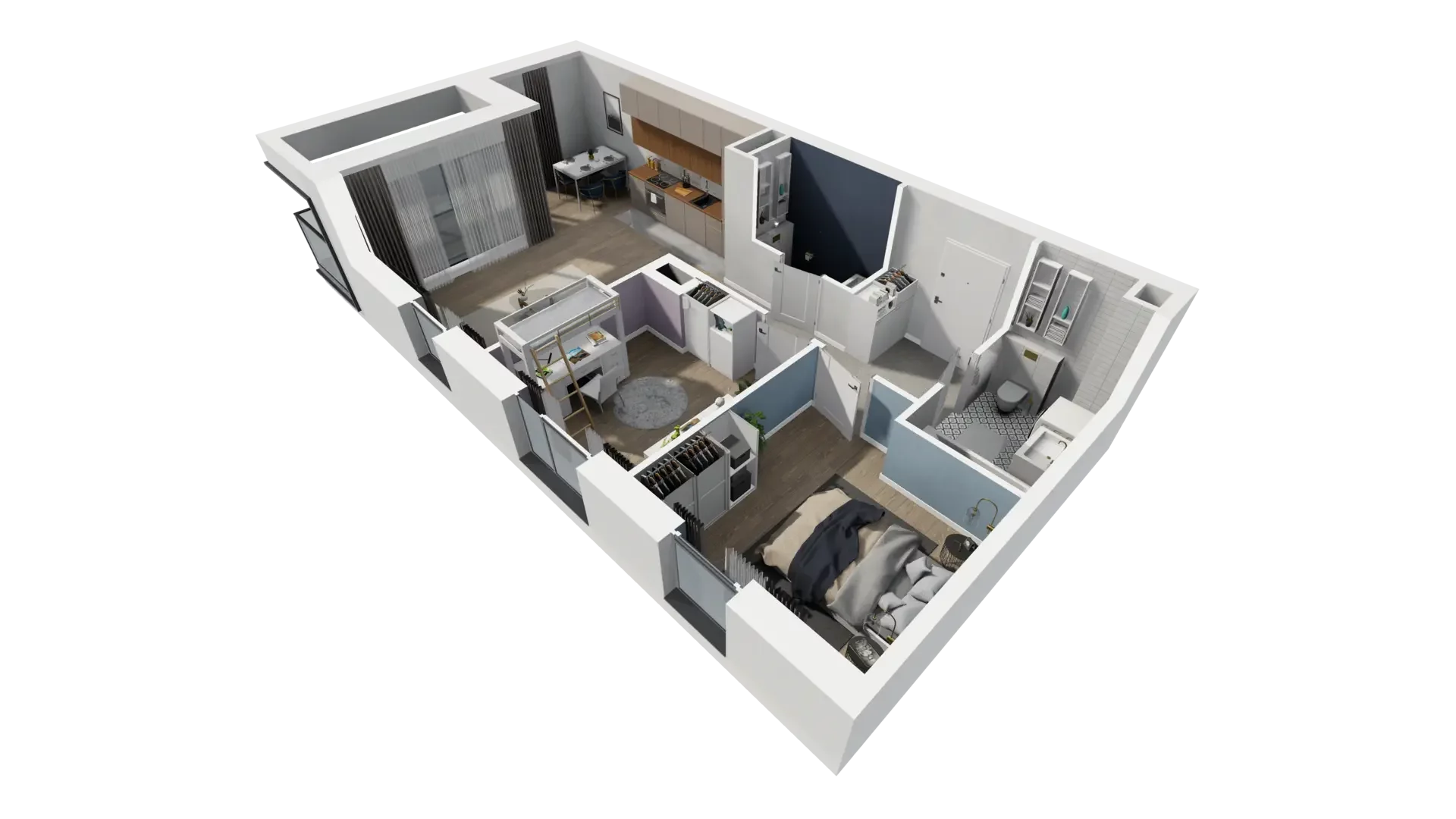 3 pokoje, mieszkanie 60,93 m², piętro 1, oferta nr B1.1.4, ATAL Symbioza, Gdynia, Cisowa, ul. Kcyńska