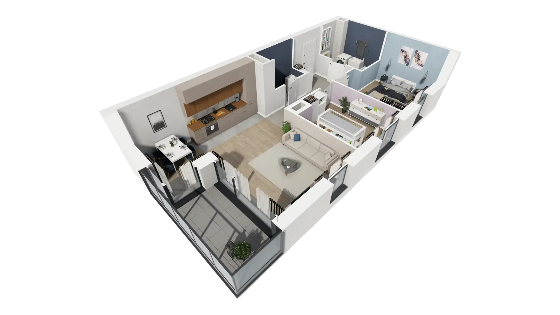 3 pokoje, mieszkanie 60,93 m², piętro 1, oferta nr B1.1.4, ATAL Symbioza, Gdynia, Cisowa, ul. Kcyńska