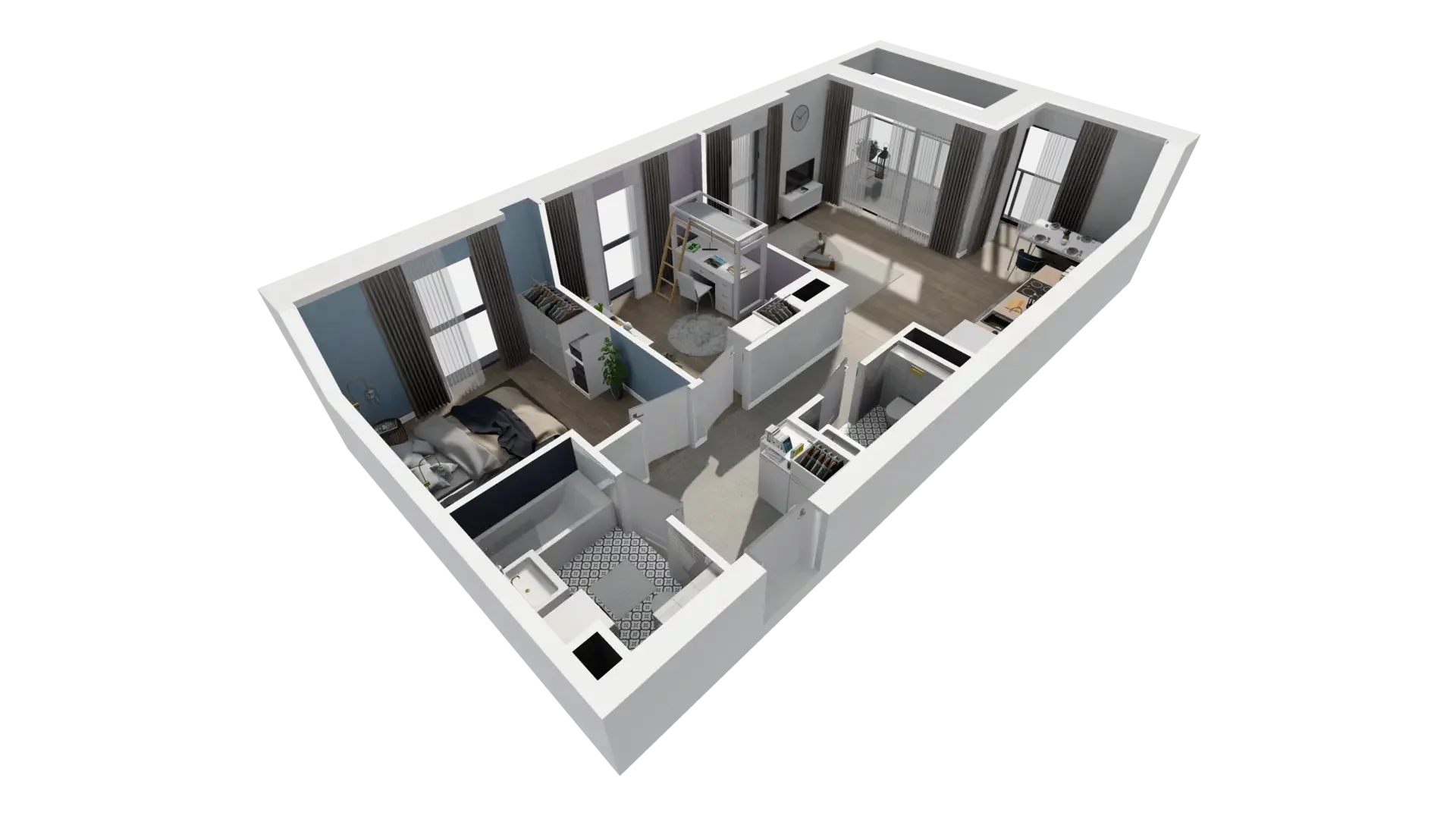 3 pokoje, mieszkanie 60,93 m², piętro 2, oferta nr B1.2.4, ATAL Symbioza, Gdynia, Cisowa, ul. Kcyńska