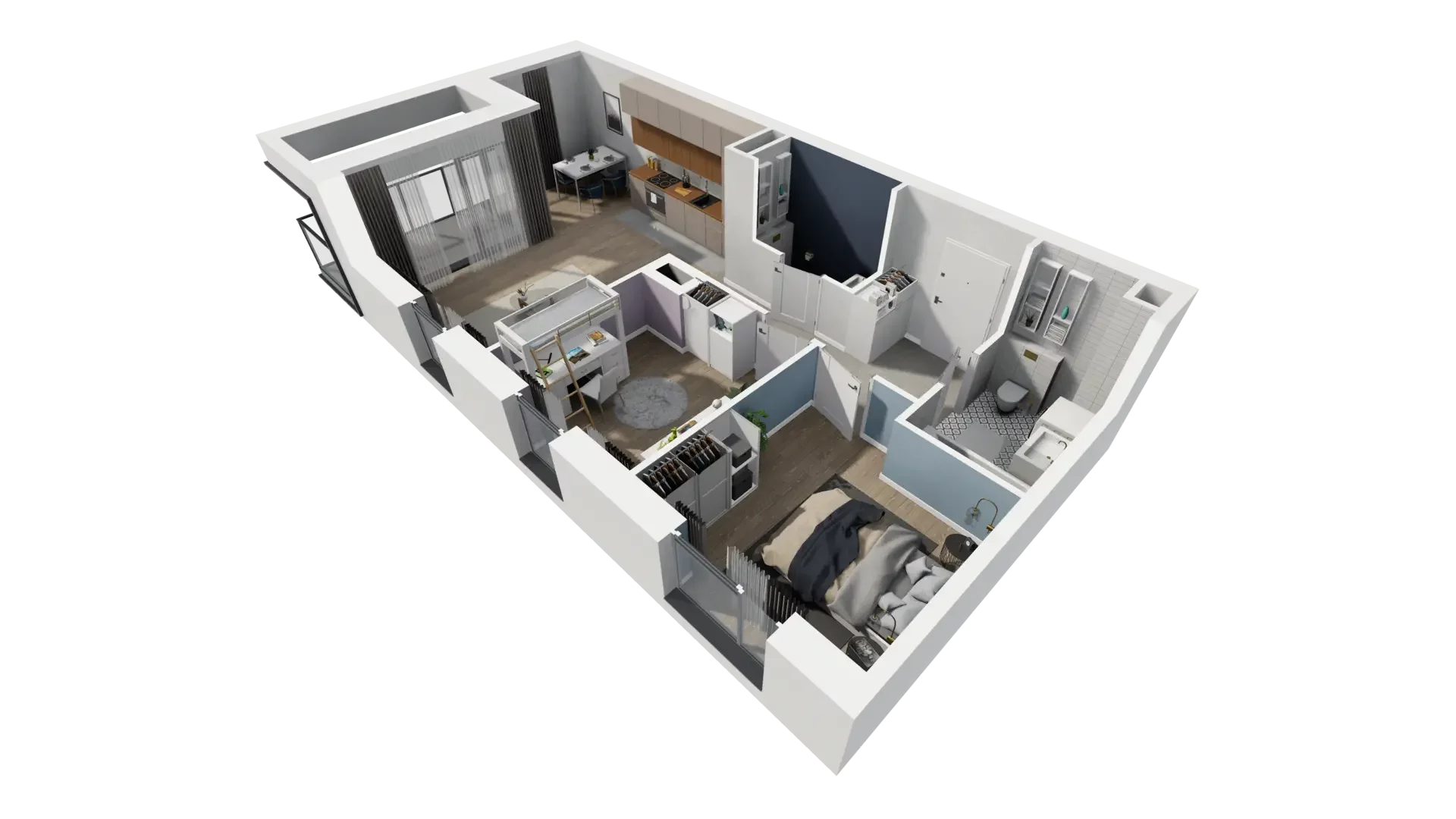 3 pokoje, mieszkanie 60,93 m², piętro 2, oferta nr B1.2.4, ATAL Symbioza, Gdynia, Cisowa, ul. Kcyńska