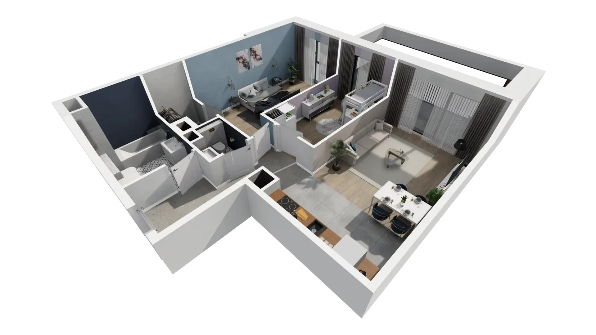 3 pokoje, mieszkanie 67,72 m², piętro 4, oferta nr B1.4.1, ATAL Symbioza, Gdynia, Cisowa, ul. Kcyńska