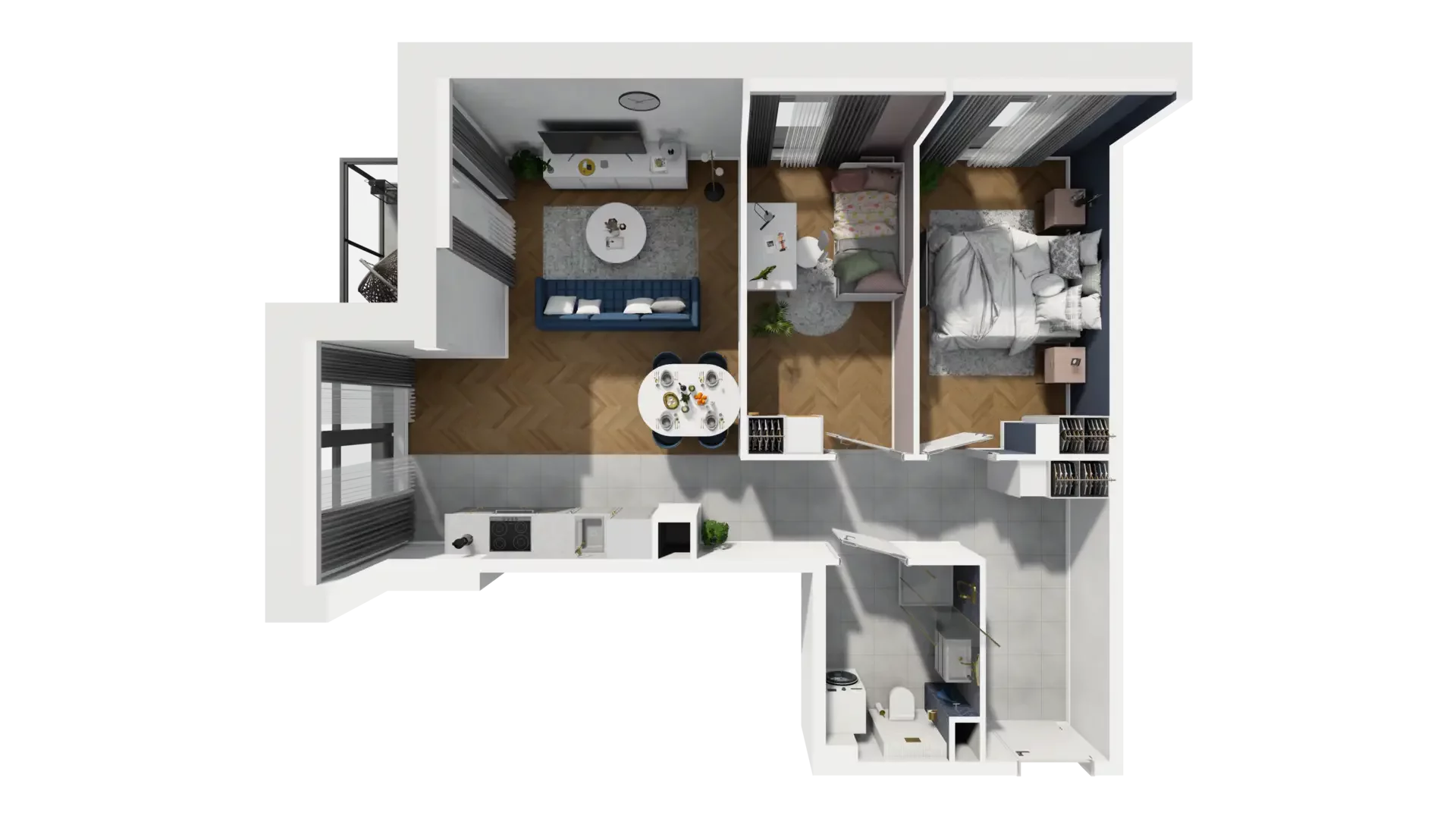 3 pokoje, mieszkanie 58,76 m², piętro 2, oferta nr A1.2.14, ATAL Grabiszyn, Wrocław, Gajowice, Fabryczna, ul. Grochowa