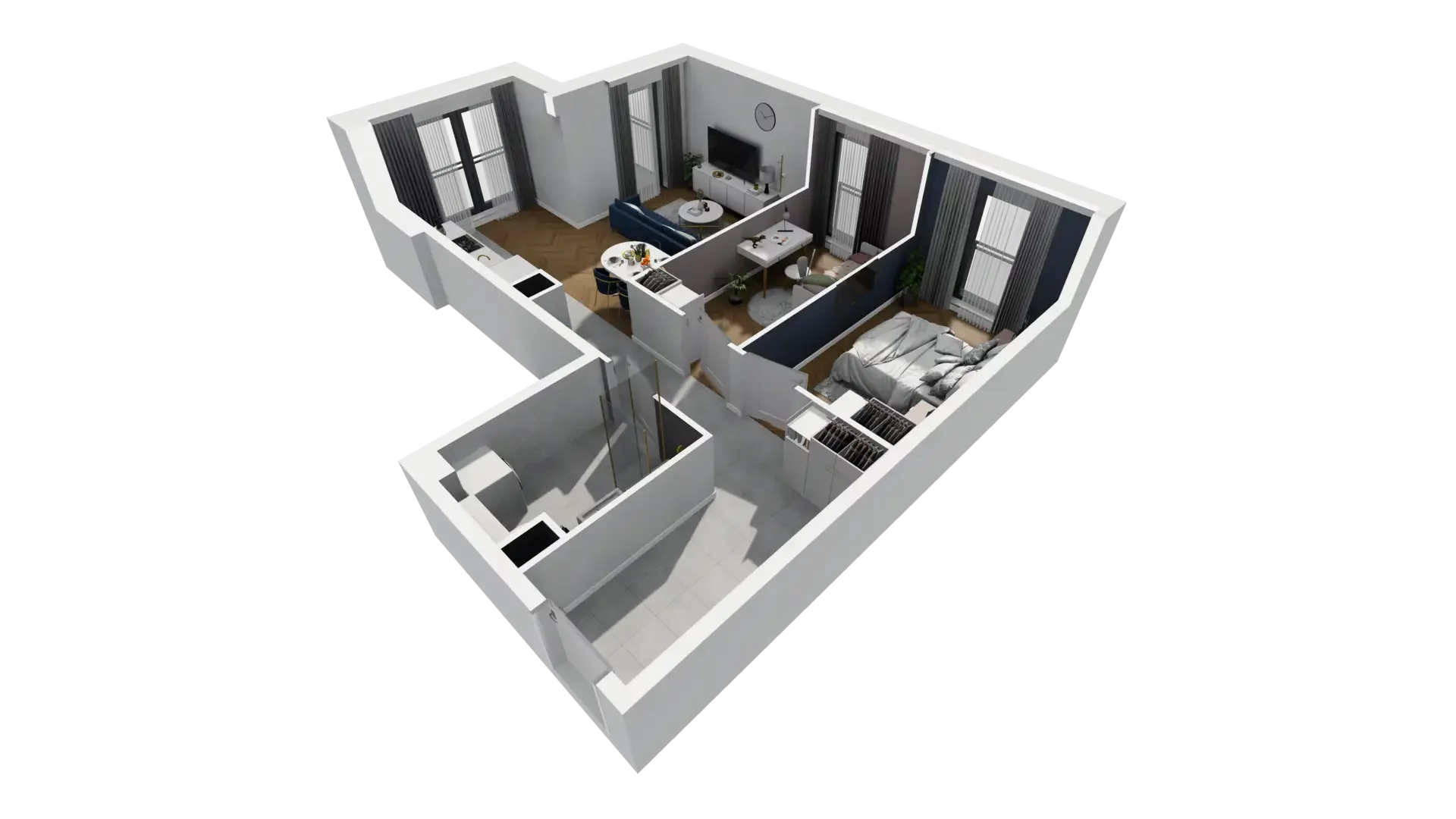 3 pokoje, mieszkanie 58,76 m², piętro 2, oferta nr A1.2.14, ATAL Grabiszyn, Wrocław, Gajowice, Fabryczna, ul. Grochowa
