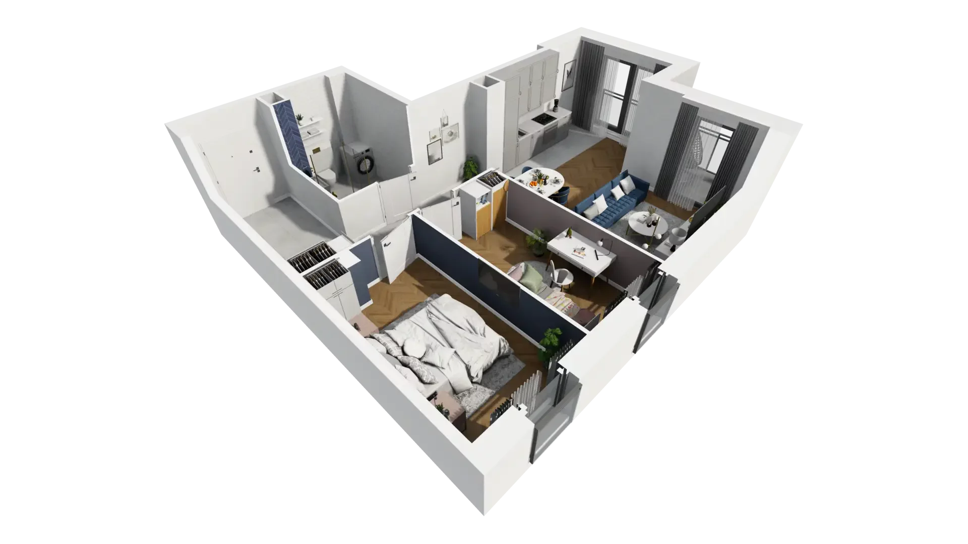 3 pokoje, mieszkanie 58,76 m², piętro 2, oferta nr A1.2.14, ATAL Grabiszyn, Wrocław, Gajowice, Fabryczna, ul. Grochowa
