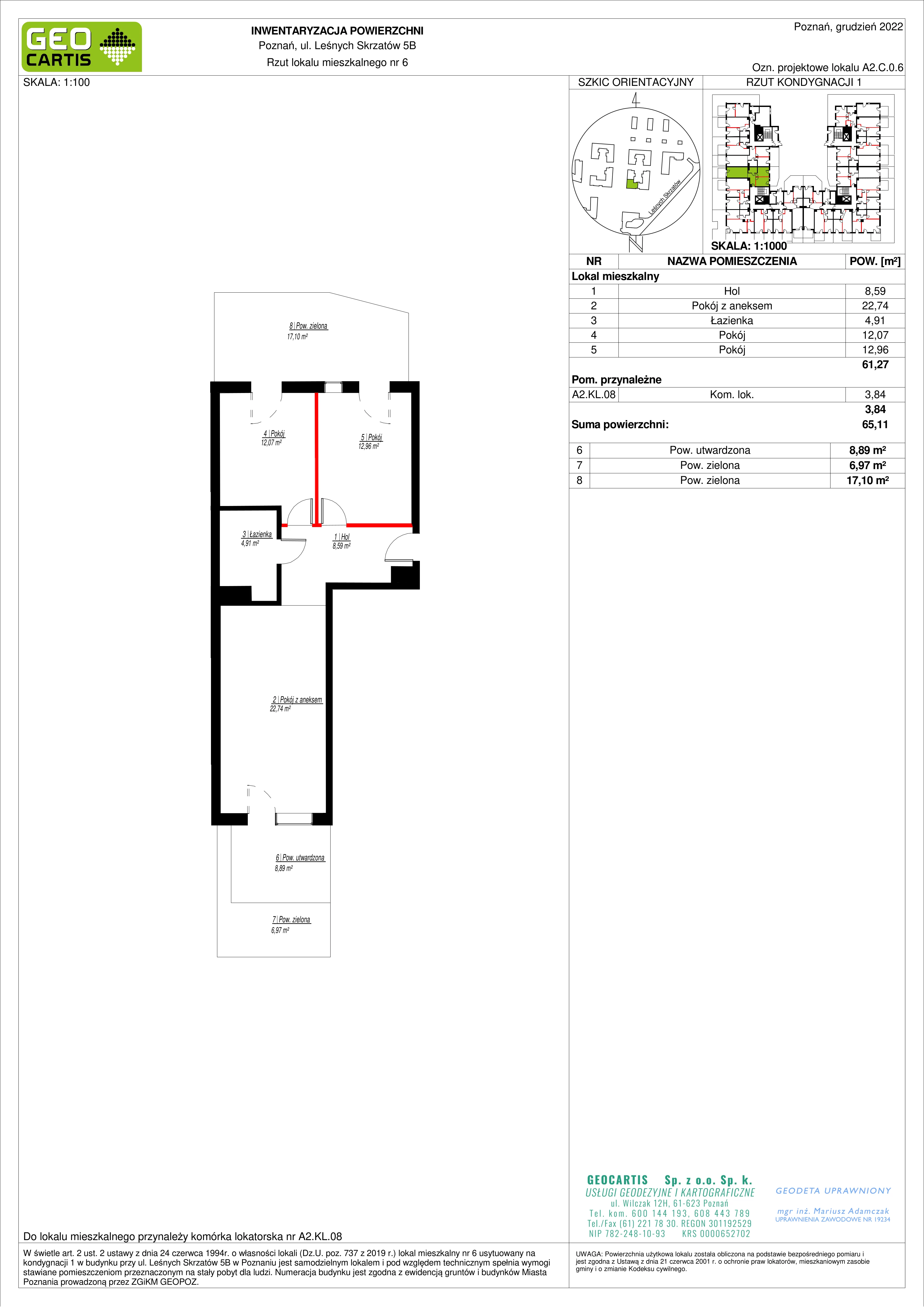 Mieszkanie 61,27 m², parter, oferta nr A2.C.0.6, Zacisze Marcelin, Poznań, Ławica, Marcelin, ul. Leśnych Skrzatów