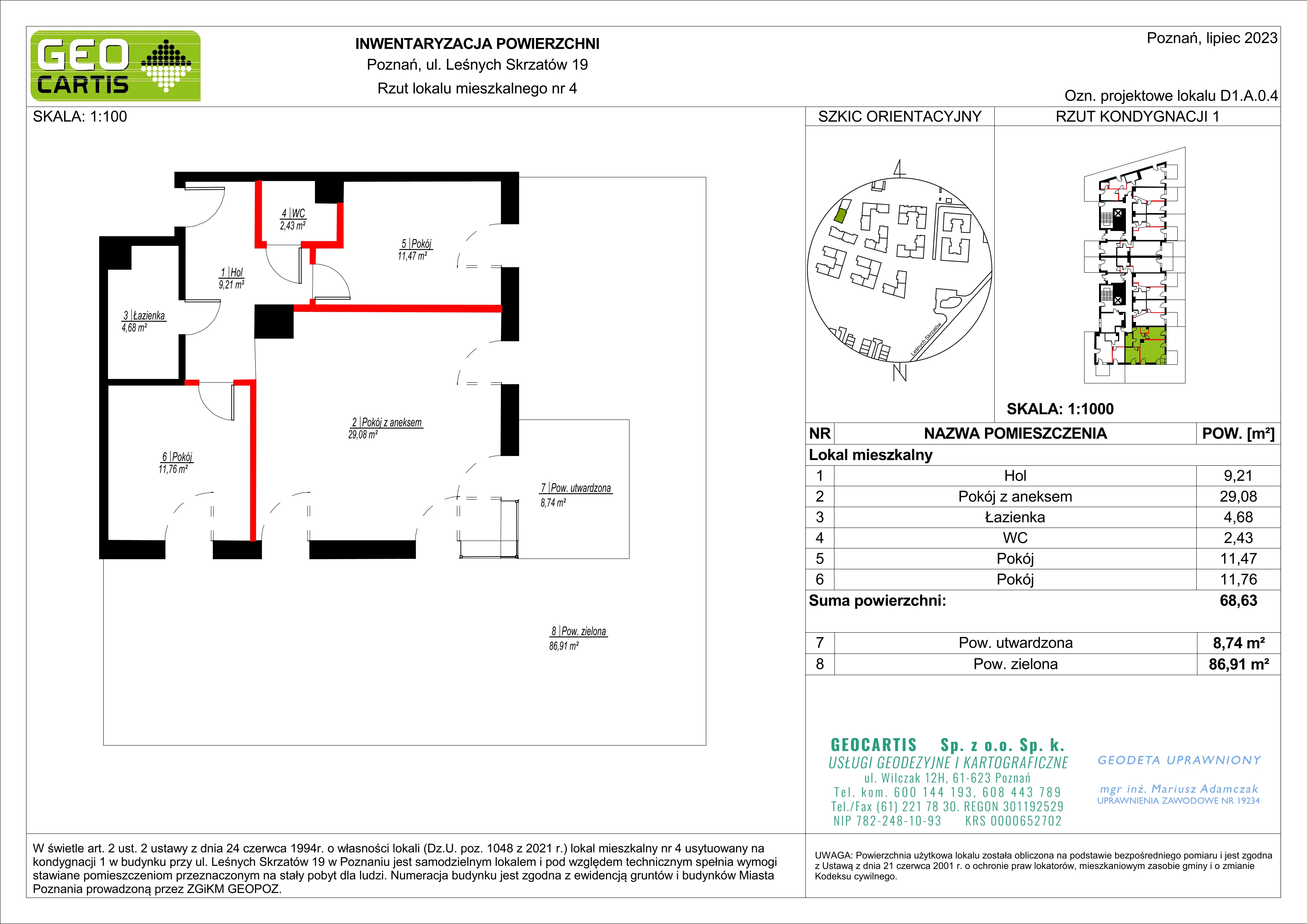 Apartament 68,63 m², parter, oferta nr D1.A.0.4, Zacisze Marcelin, Poznań, Ławica, Marcelin, ul. Leśnych Skrzatów