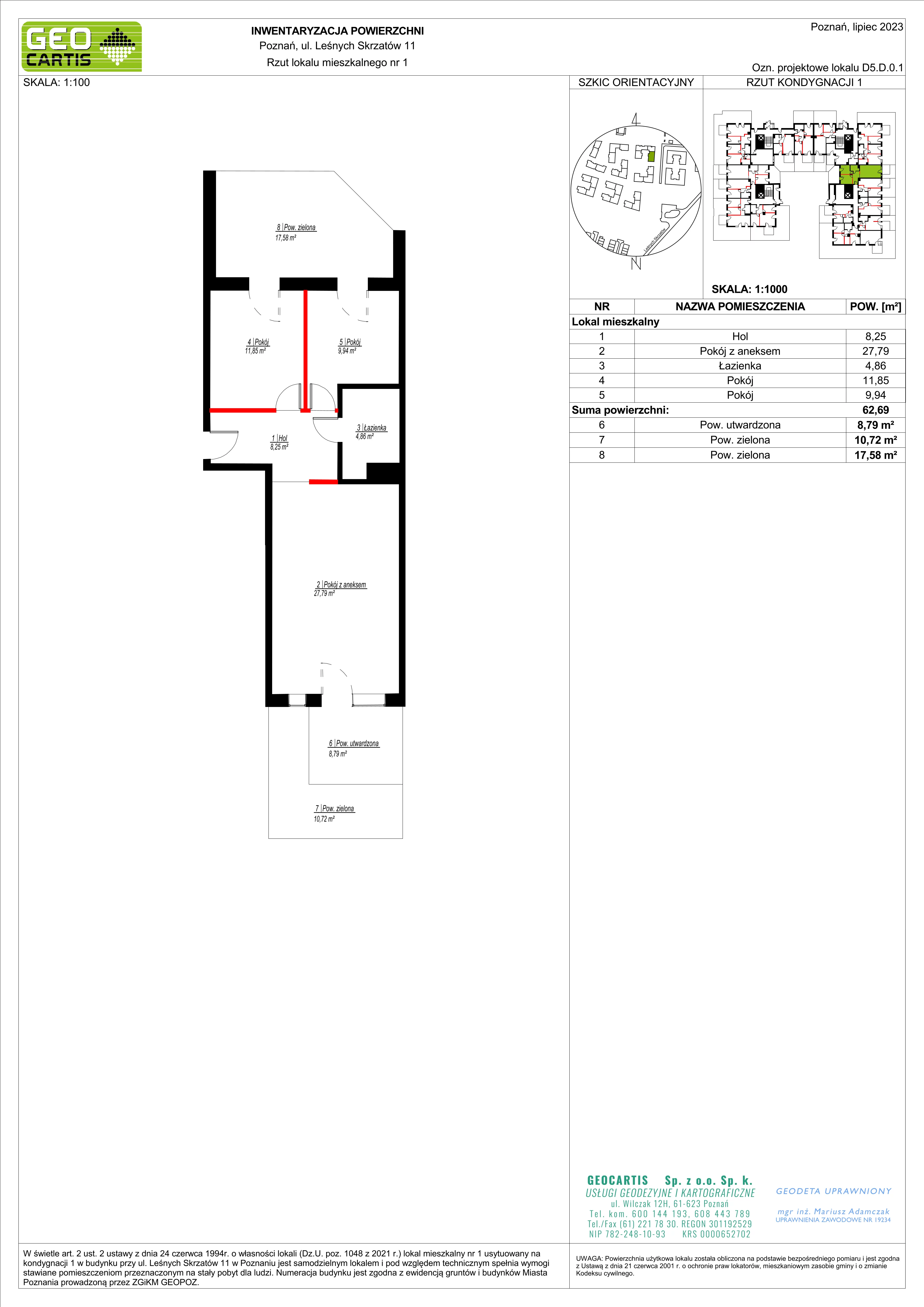 Mieszkanie 62,69 m², parter, oferta nr D5.D.0.1, Zacisze Marcelin, Poznań, Ławica, Marcelin, ul. Leśnych Skrzatów