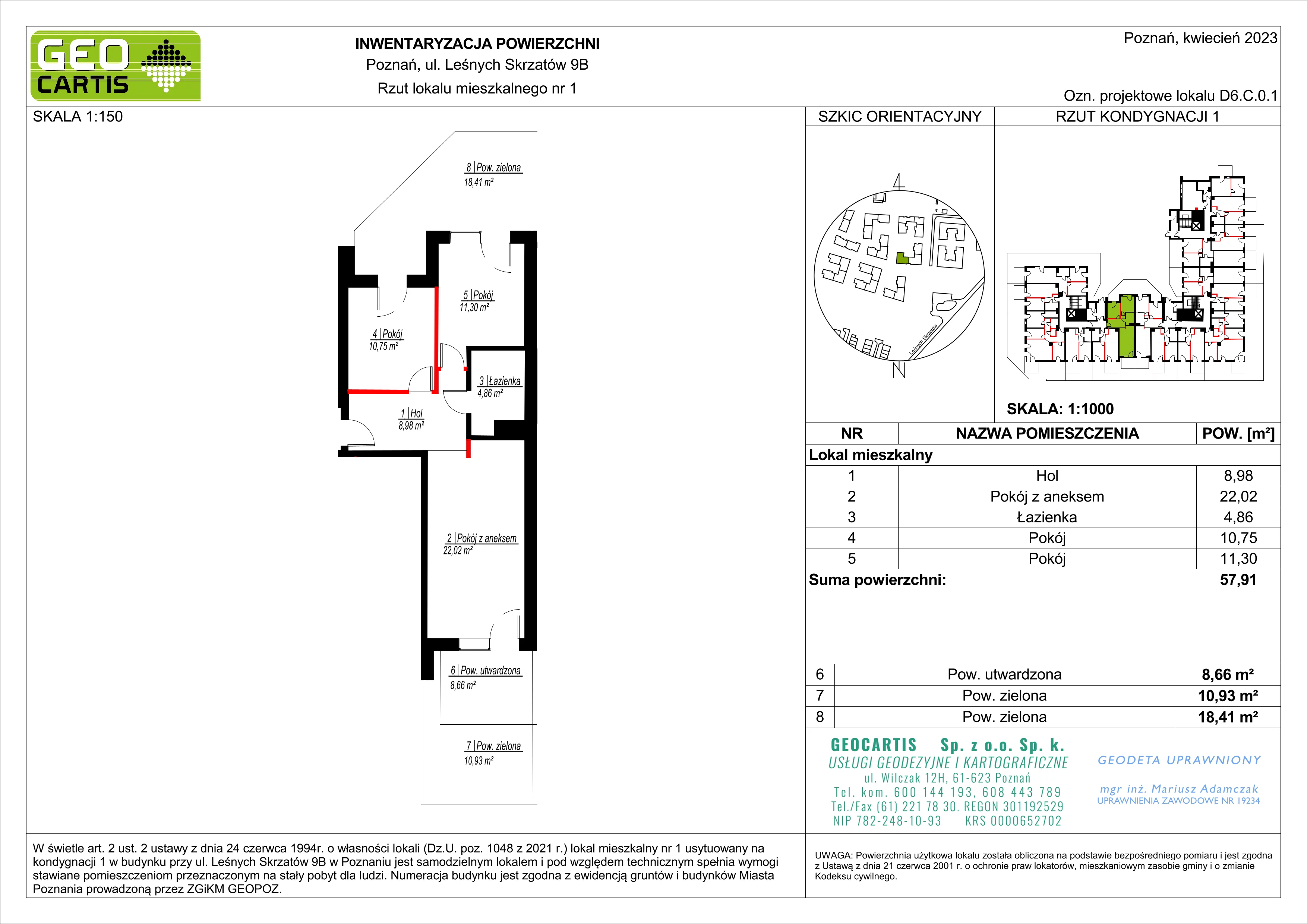 Mieszkanie 57,91 m², parter, oferta nr D6.C.0.1, Zacisze Marcelin, Poznań, Ławica, Marcelin, ul. Leśnych Skrzatów