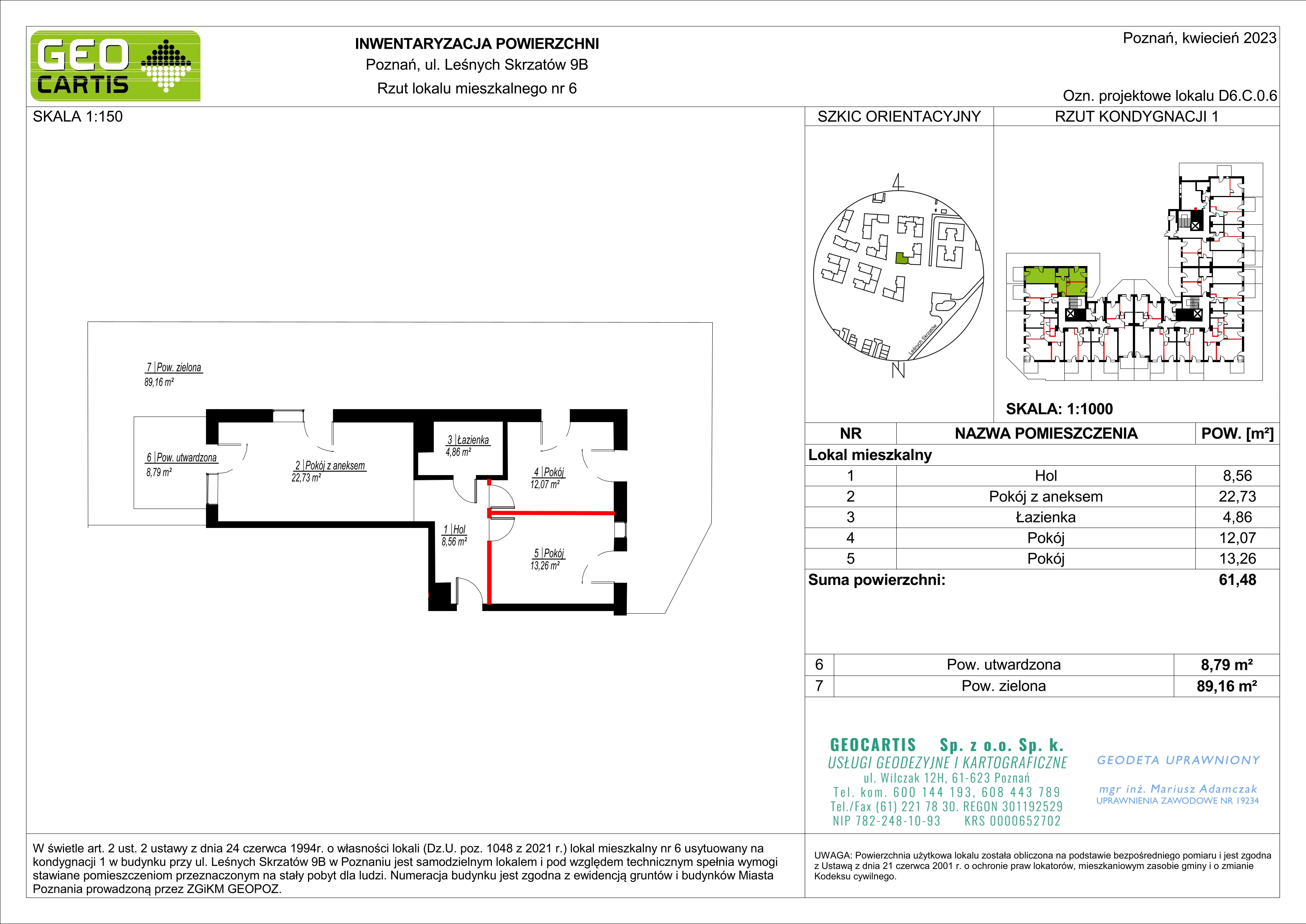 Mieszkanie 61,48 m², parter, oferta nr D6.C.0.6, Zacisze Marcelin, Poznań, Ławica, Marcelin, ul. Leśnych Skrzatów