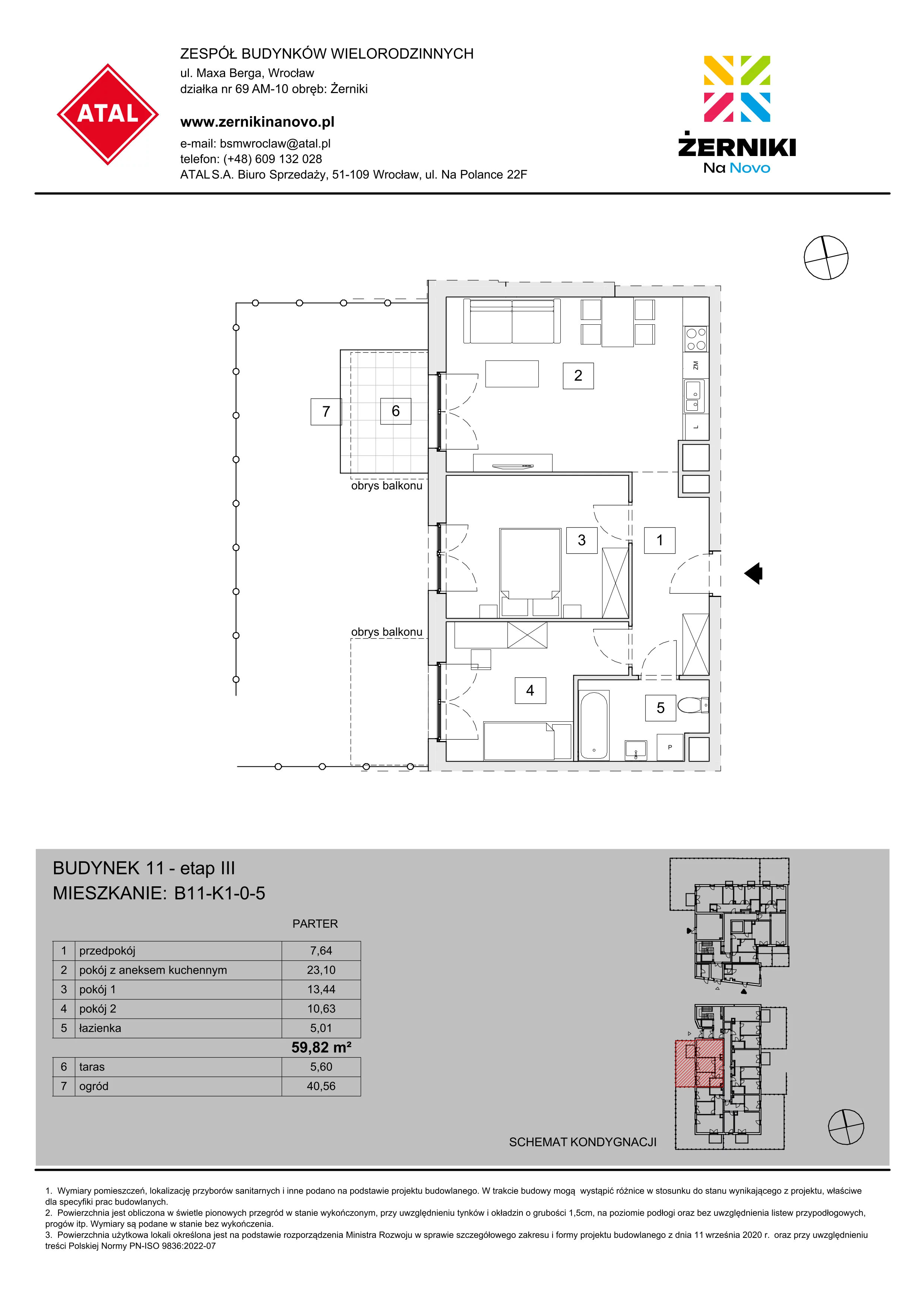 Mieszkanie 59,82 m², parter, oferta nr B11-K1-0-5, Żerniki Na Novo III, Wrocław, Żerniki, ul. Maxa Berga-idx