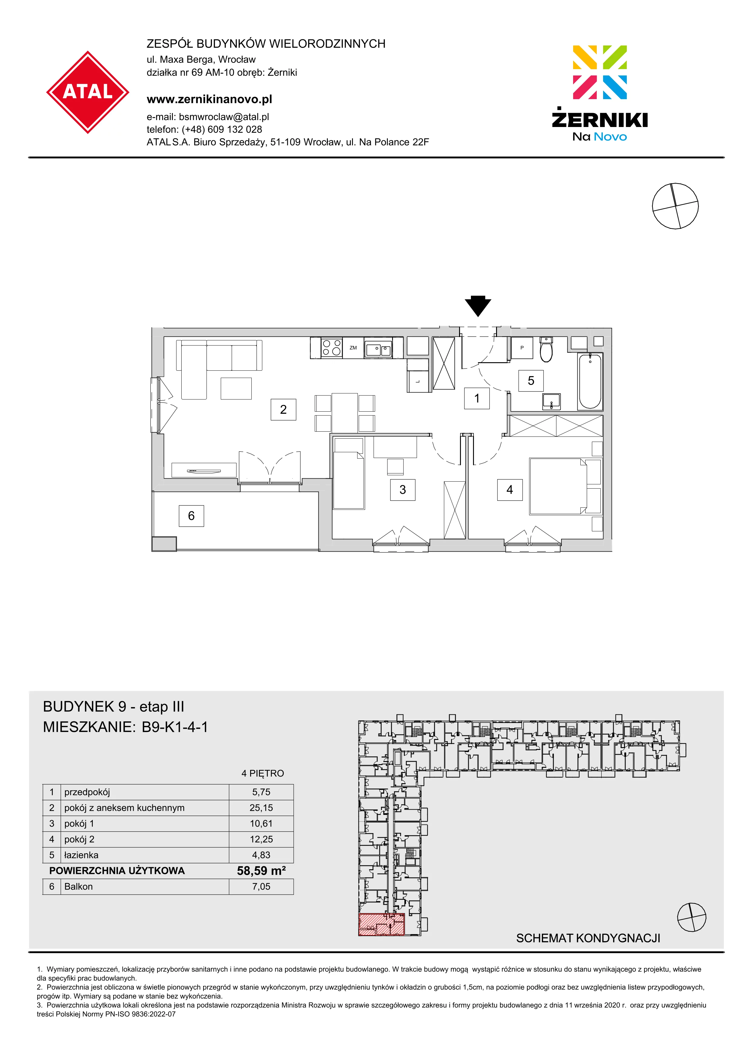 Mieszkanie 58,59 m², piętro 4, oferta nr B9-K1-4-1, Żerniki Na Novo III, Wrocław, Żerniki, ul. Maxa Berga-idx