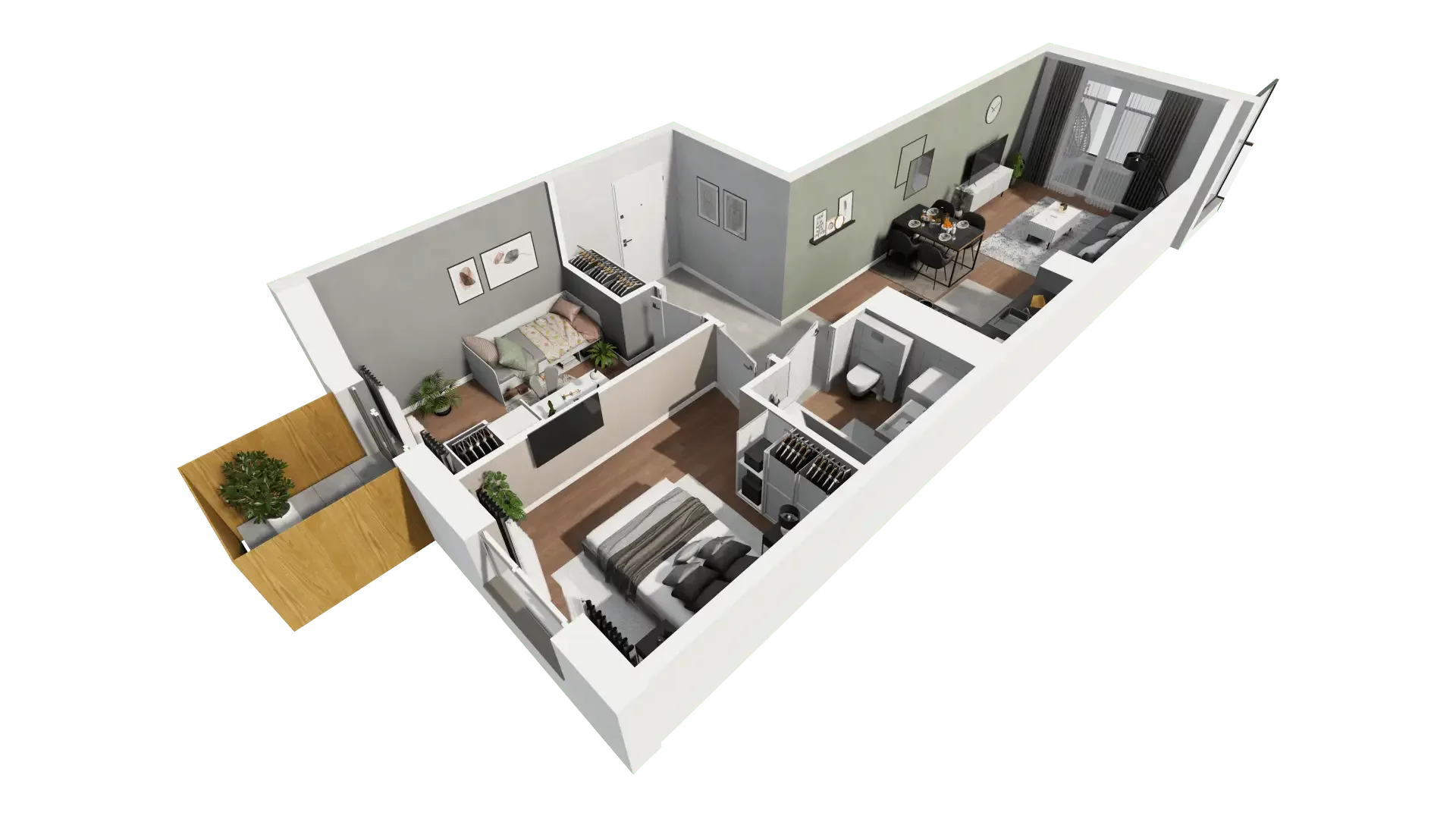 Mieszkanie 55,42 m², piętro 4, oferta nr B9-K5-4-1, Żerniki Na Novo III, Wrocław, Żerniki, ul. Maxa Berga