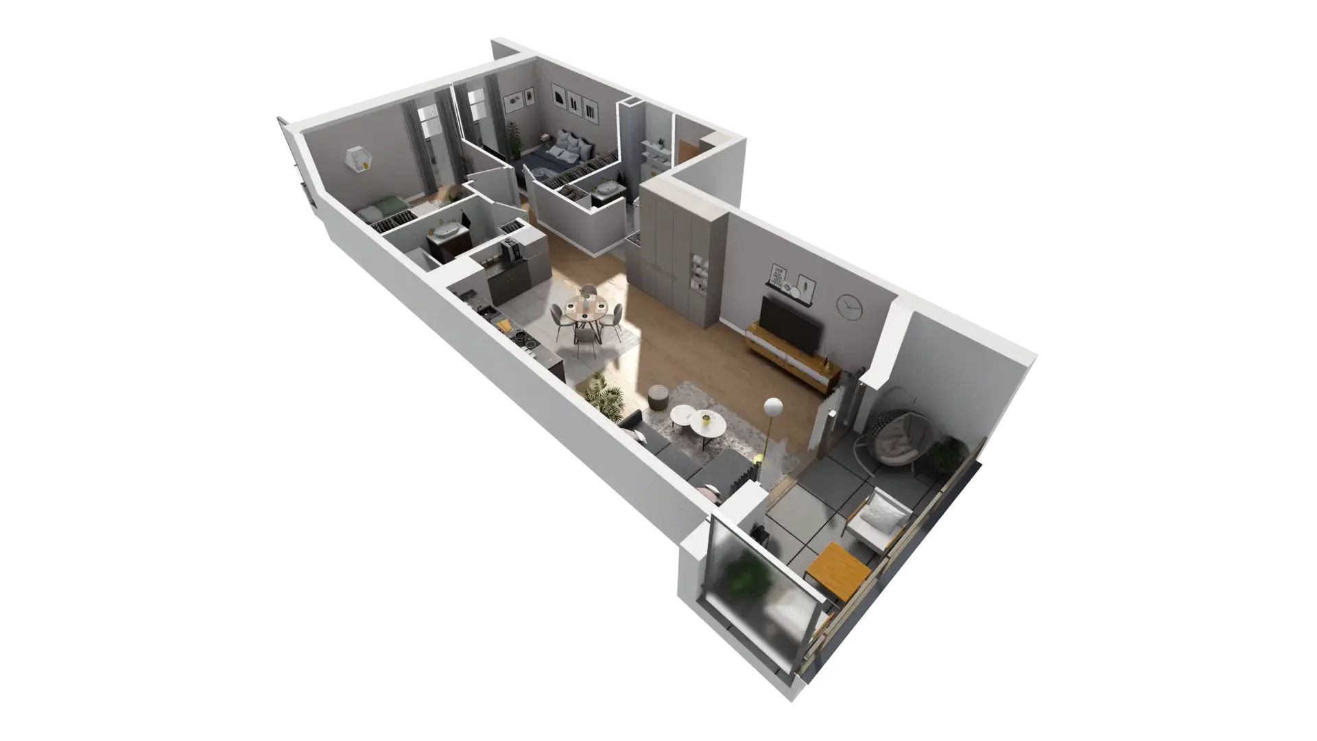 3 pokoje, mieszkanie 68,97 m², piętro 1, oferta nr B.1.3, ATAL Parkowa, Poznań, Nowe Miasto, Osiedle Warszawskie, ul. Mogileńska