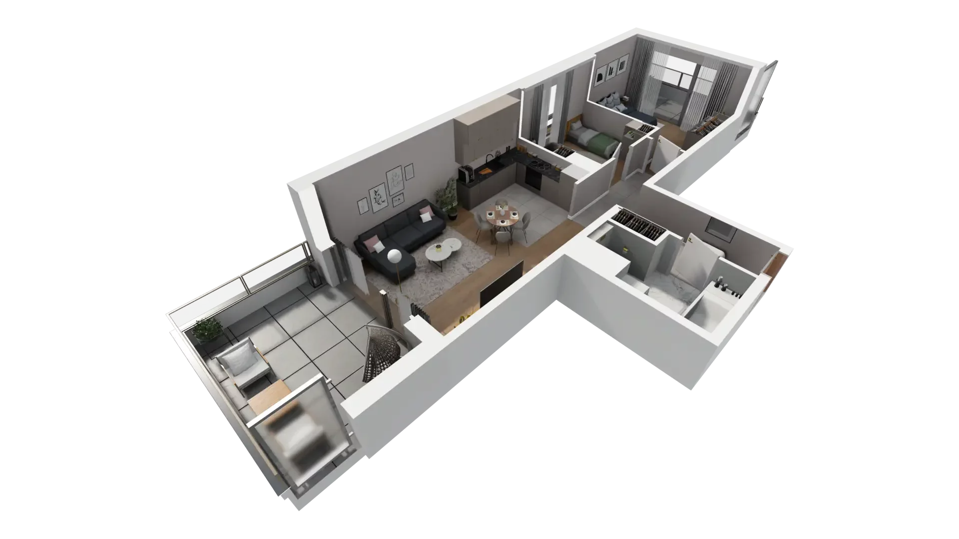 3 pokoje, mieszkanie 60,12 m², piętro 1, oferta nr D.1.2, ATAL Parkowa, Poznań, Nowe Miasto, Osiedle Warszawskie, ul. Mogileńska