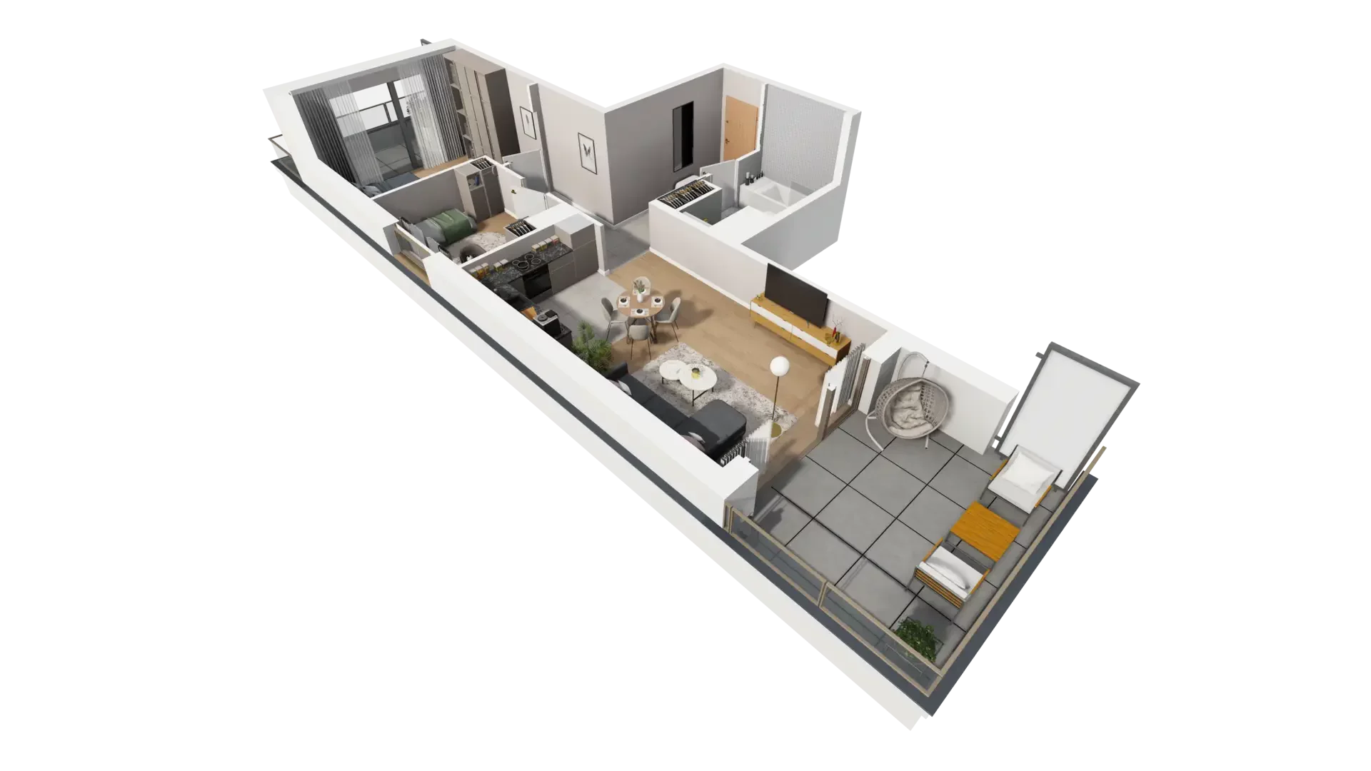 3 pokoje, mieszkanie 60,12 m², piętro 1, oferta nr D.1.2, ATAL Parkowa, Poznań, Nowe Miasto, Osiedle Warszawskie, ul. Mogileńska