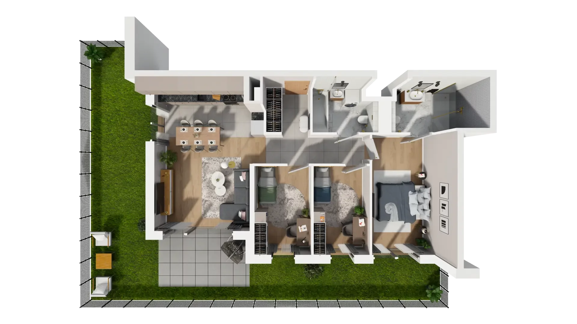 3 pokoje, mieszkanie 76,04 m², parter, oferta nr E.0.1, ATAL Parkowa, Poznań, Nowe Miasto, Osiedle Warszawskie, ul. Mogileńska