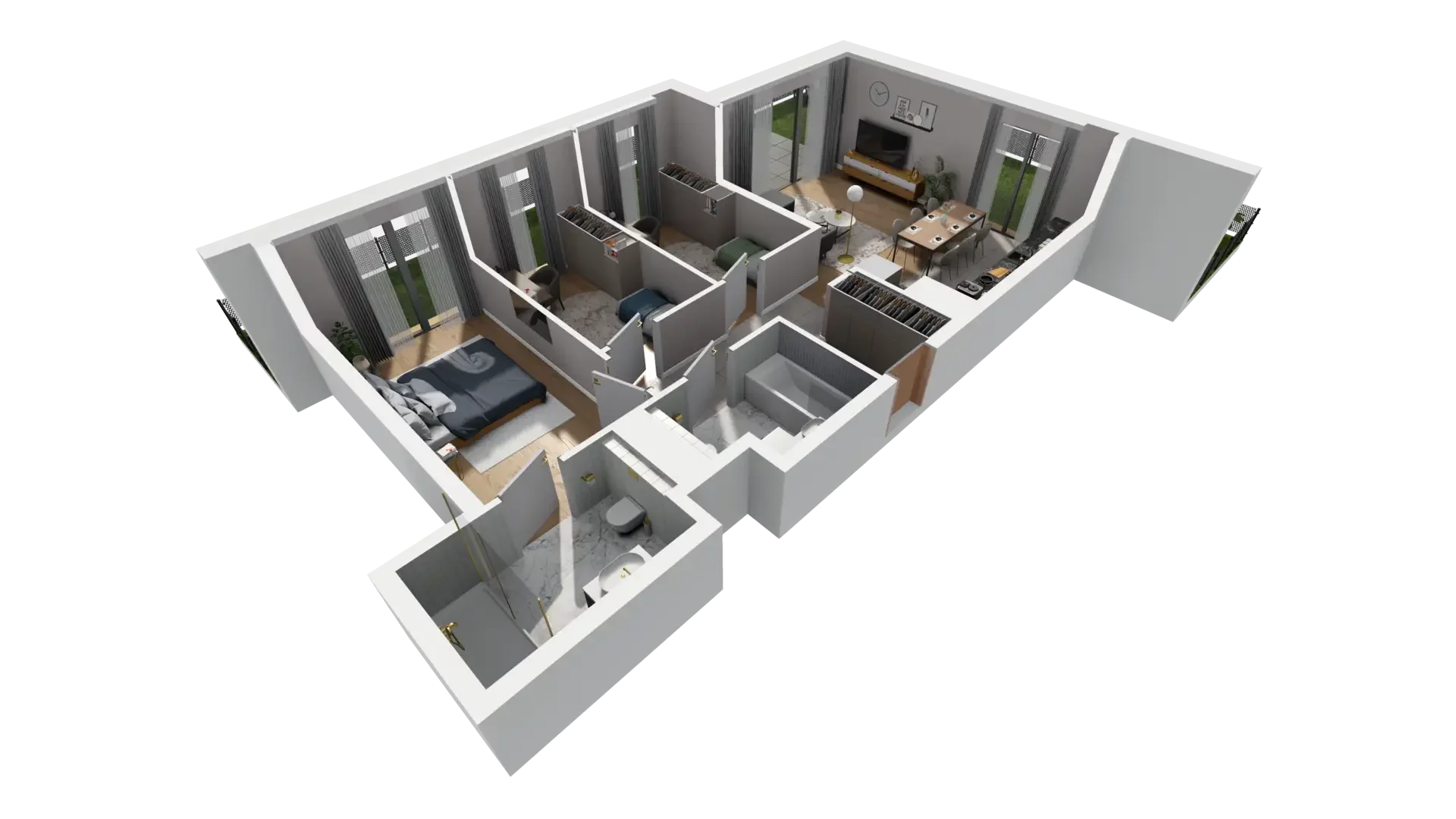3 pokoje, mieszkanie 76,04 m², parter, oferta nr E.0.1, ATAL Parkowa, Poznań, Nowe Miasto, Osiedle Warszawskie, ul. Mogileńska