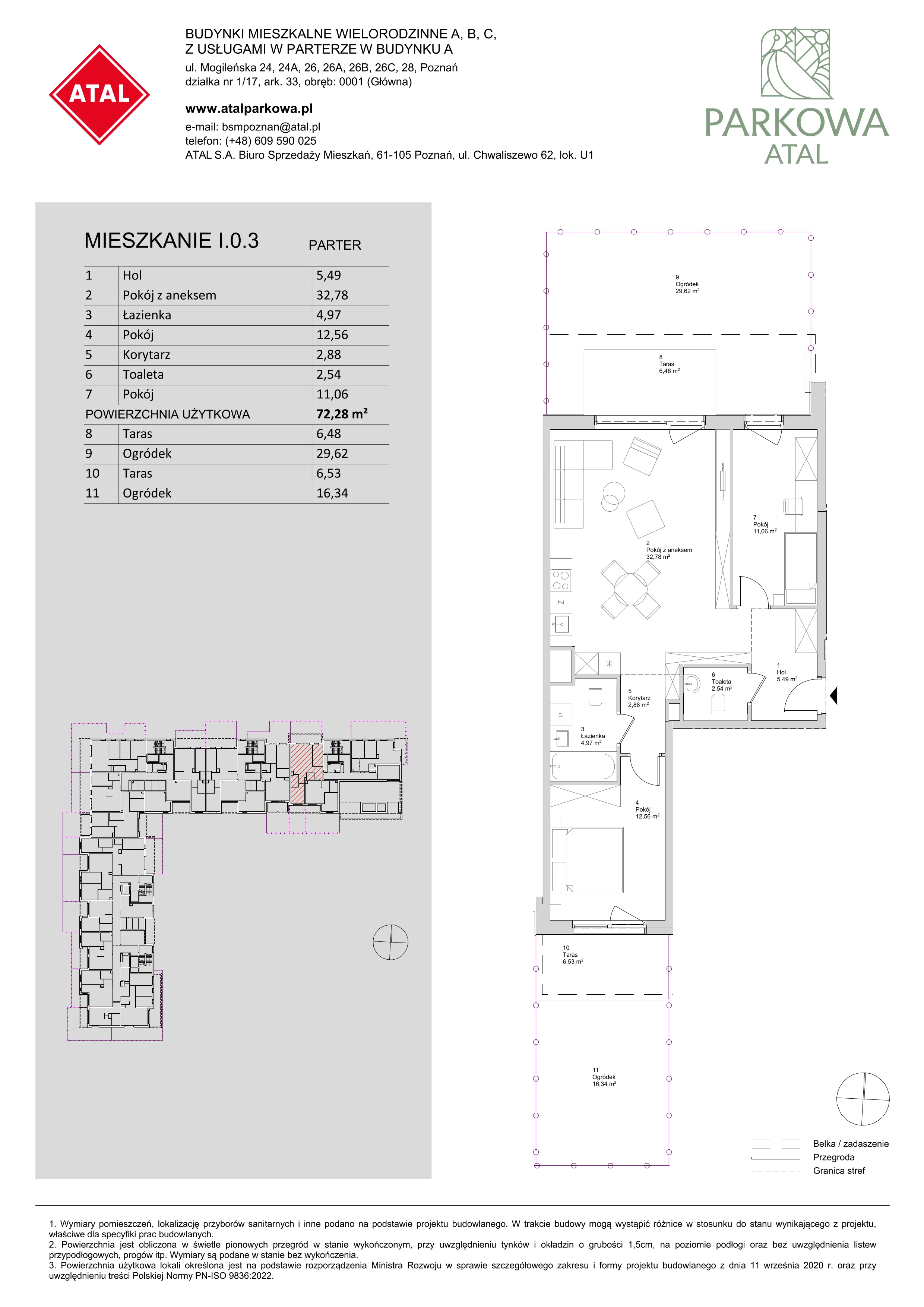 3 pokoje, mieszkanie 72,28 m², parter, oferta nr I.0.3, ATAL Parkowa, Poznań, Nowe Miasto, Osiedle Warszawskie, ul. Mogileńska