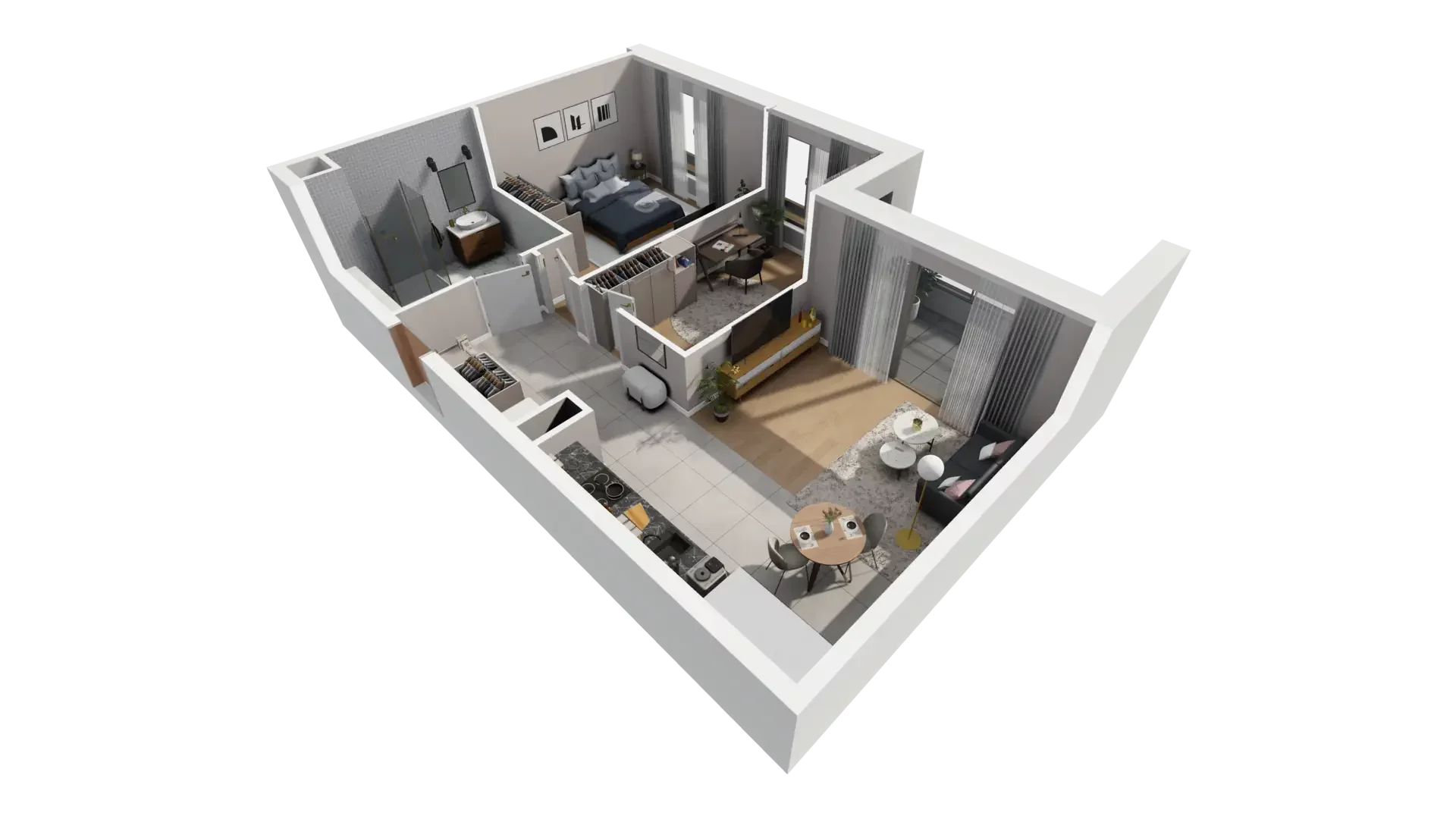 3 pokoje, mieszkanie 63,52 m², piętro 1, oferta nr F.1.2, ATAL Parkowa, Poznań, Nowe Miasto, Osiedle Warszawskie, ul. Mogileńska