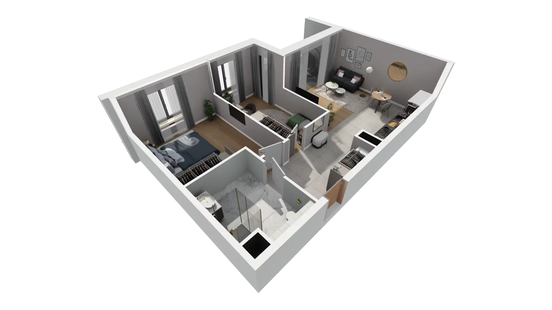 3 pokoje, mieszkanie 63,52 m², piętro 1, oferta nr F.1.2, ATAL Parkowa, Poznań, Nowe Miasto, Osiedle Warszawskie, ul. Mogileńska