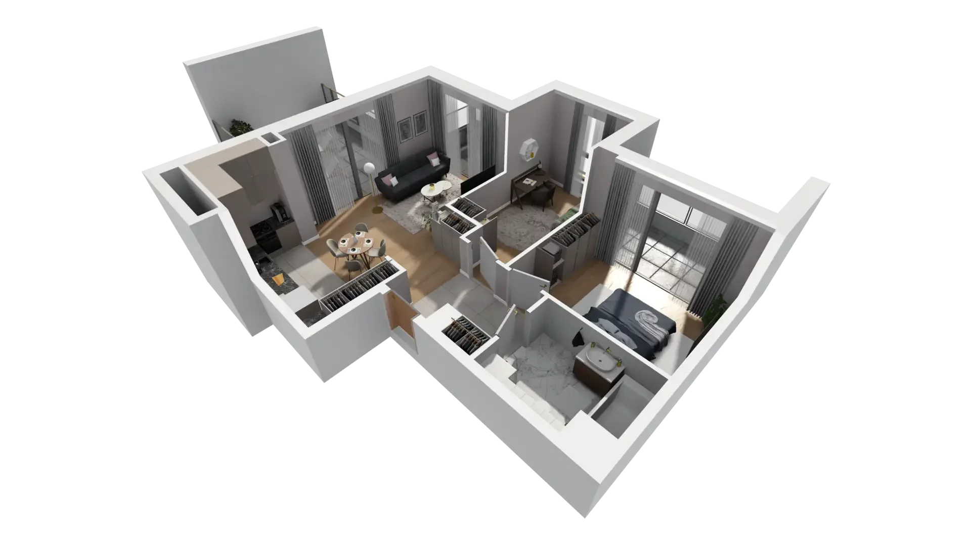 3 pokoje, mieszkanie 62,07 m², piętro 6, oferta nr H.6.1, ATAL Parkowa, Poznań, Nowe Miasto, Osiedle Warszawskie, ul. Mogileńska