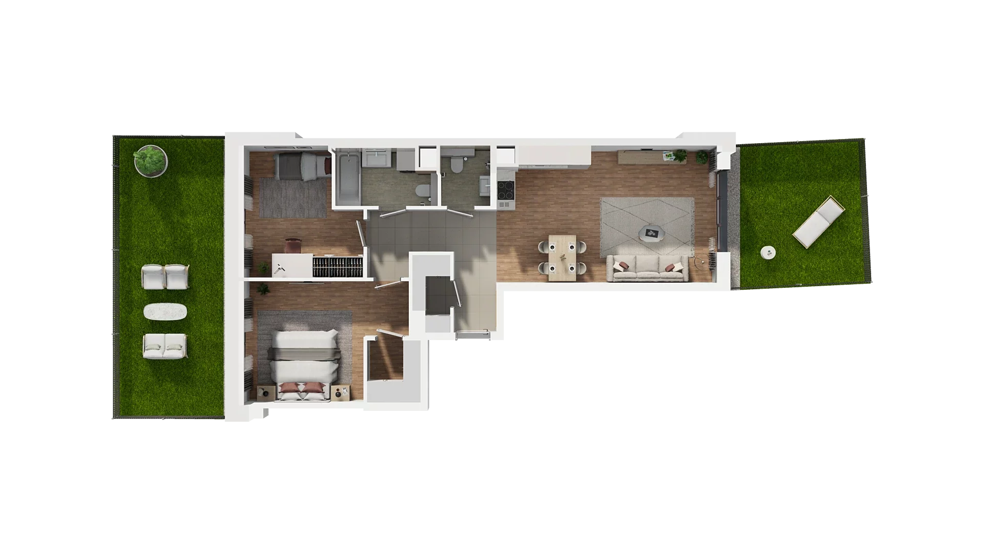 3 pokoje, mieszkanie 71,86 m², parter, oferta nr A2.0.37, Zakole Wisły, Kraków, Podgórze, ul. Na Zakolu Wisły
