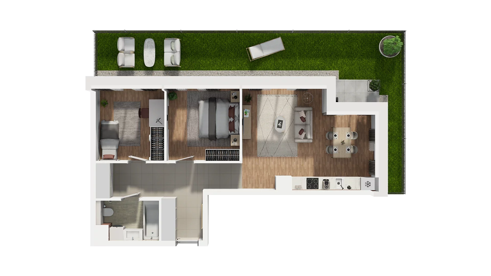3 pokoje, mieszkanie 60,73 m², piętro 1, oferta nr A4.1.05, Zakole Wisły, Kraków, Podgórze, ul. Na Zakolu Wisły